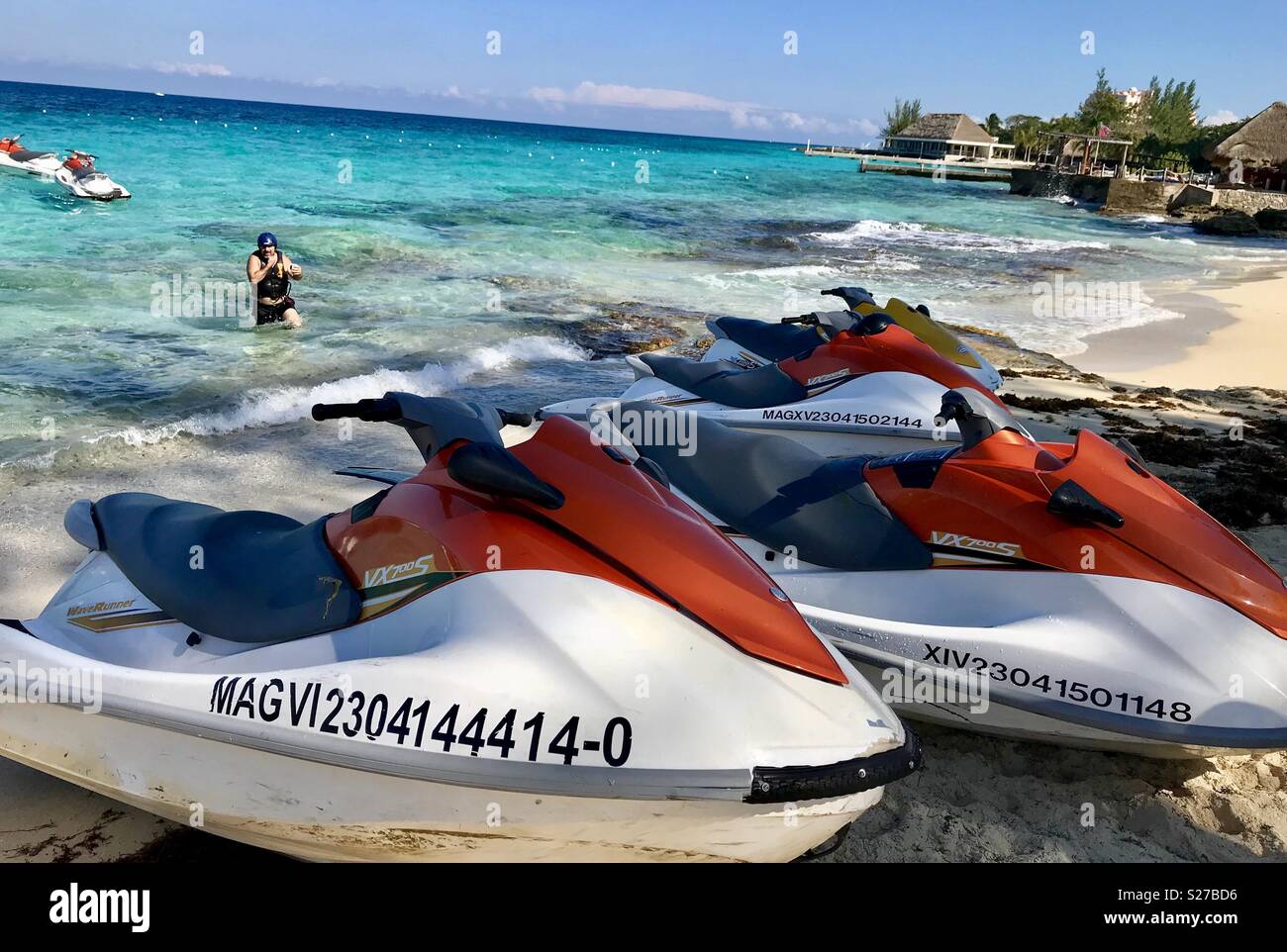 Jet Ski in Cozumel Mexiko - Smartphone-aufgenommenes Stockfoto