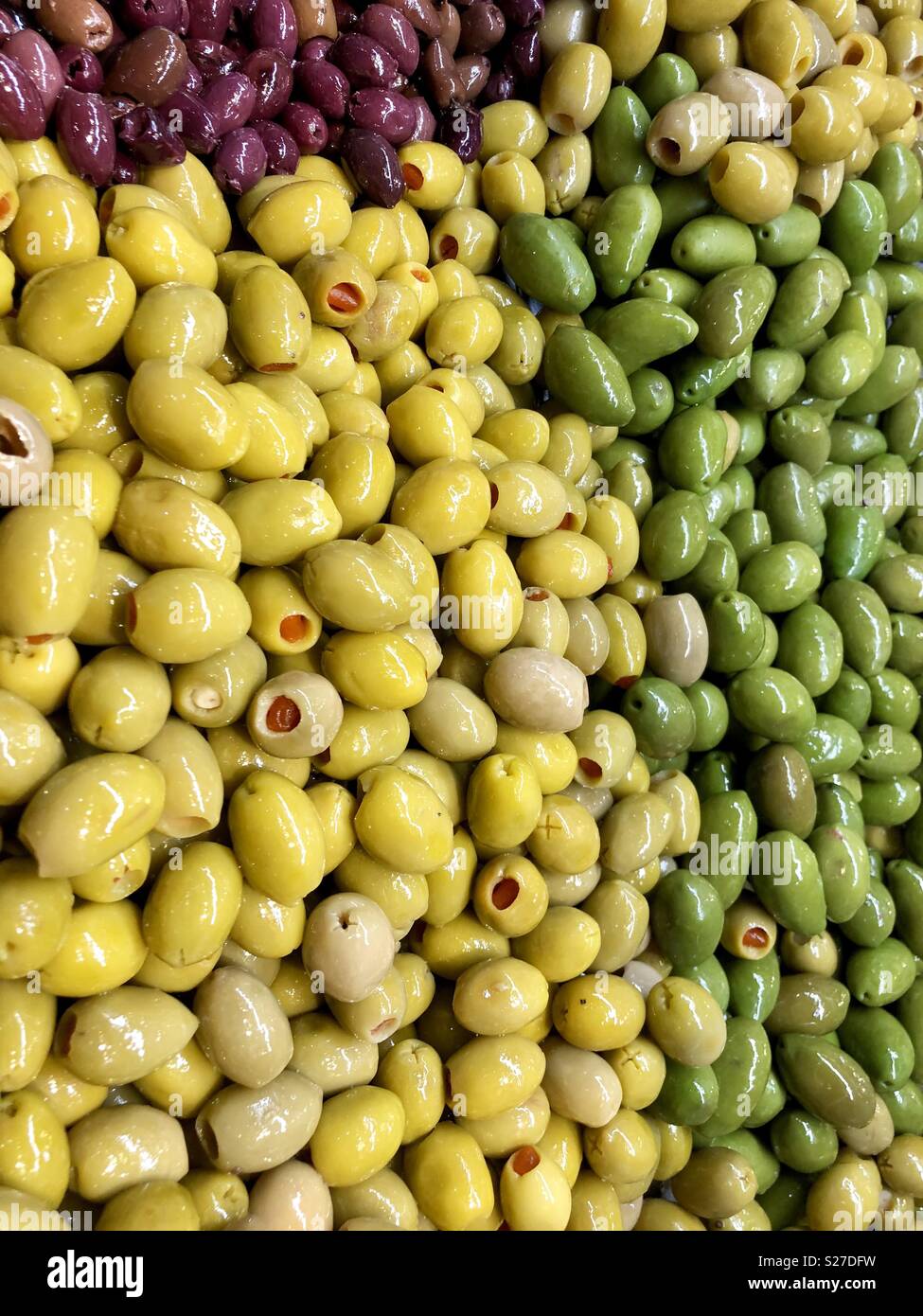Drei Farben der Oliven Stockfoto