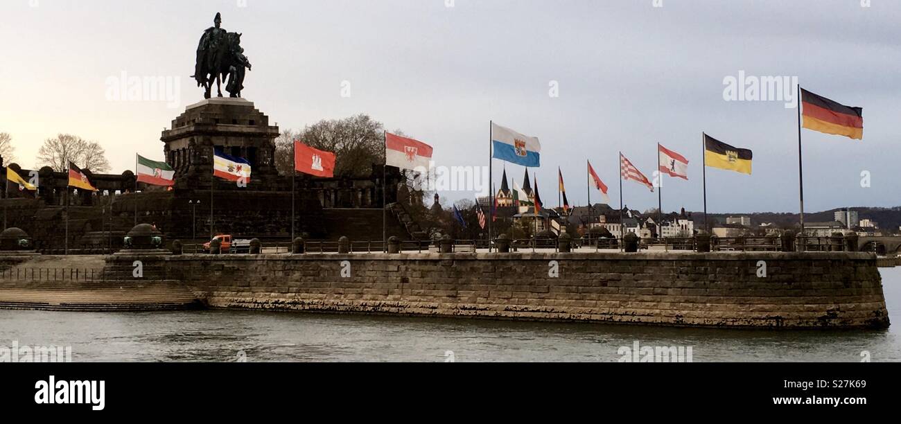 Deutschen Eck koblenz Stockfoto