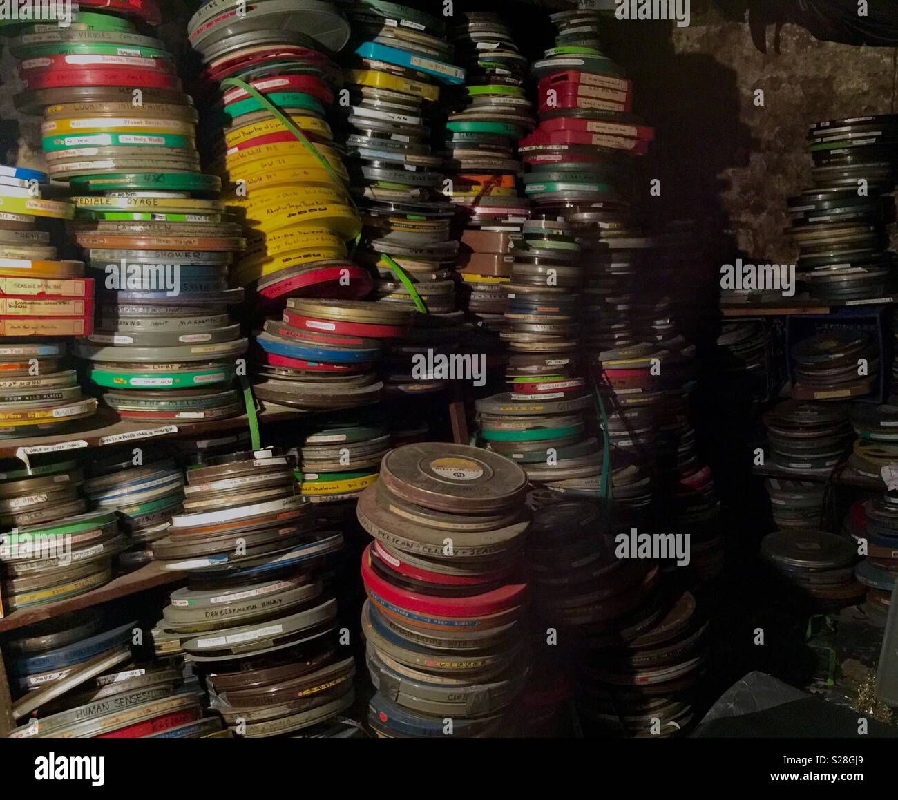16mm-Film Archivs. - Smartphone-aufgenommenes Stockfoto