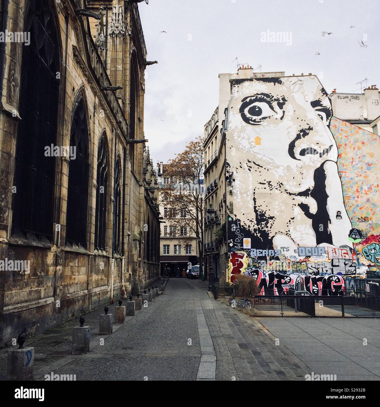 Street Art Wandbild in Paris. Frankreich Stockfoto