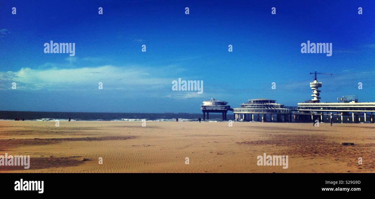 Strand von Scheveningen in Den Haag - Niederlande - Smartphone-aufgenommenes Stockfoto