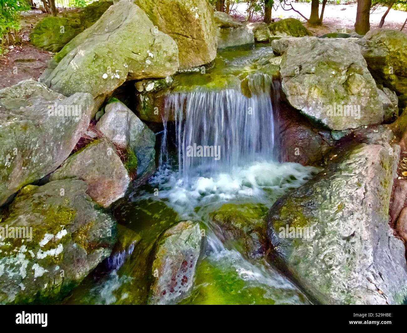 Wasserfall Im Japanischen Garten Bonn Deutschland Stockfoto Bild