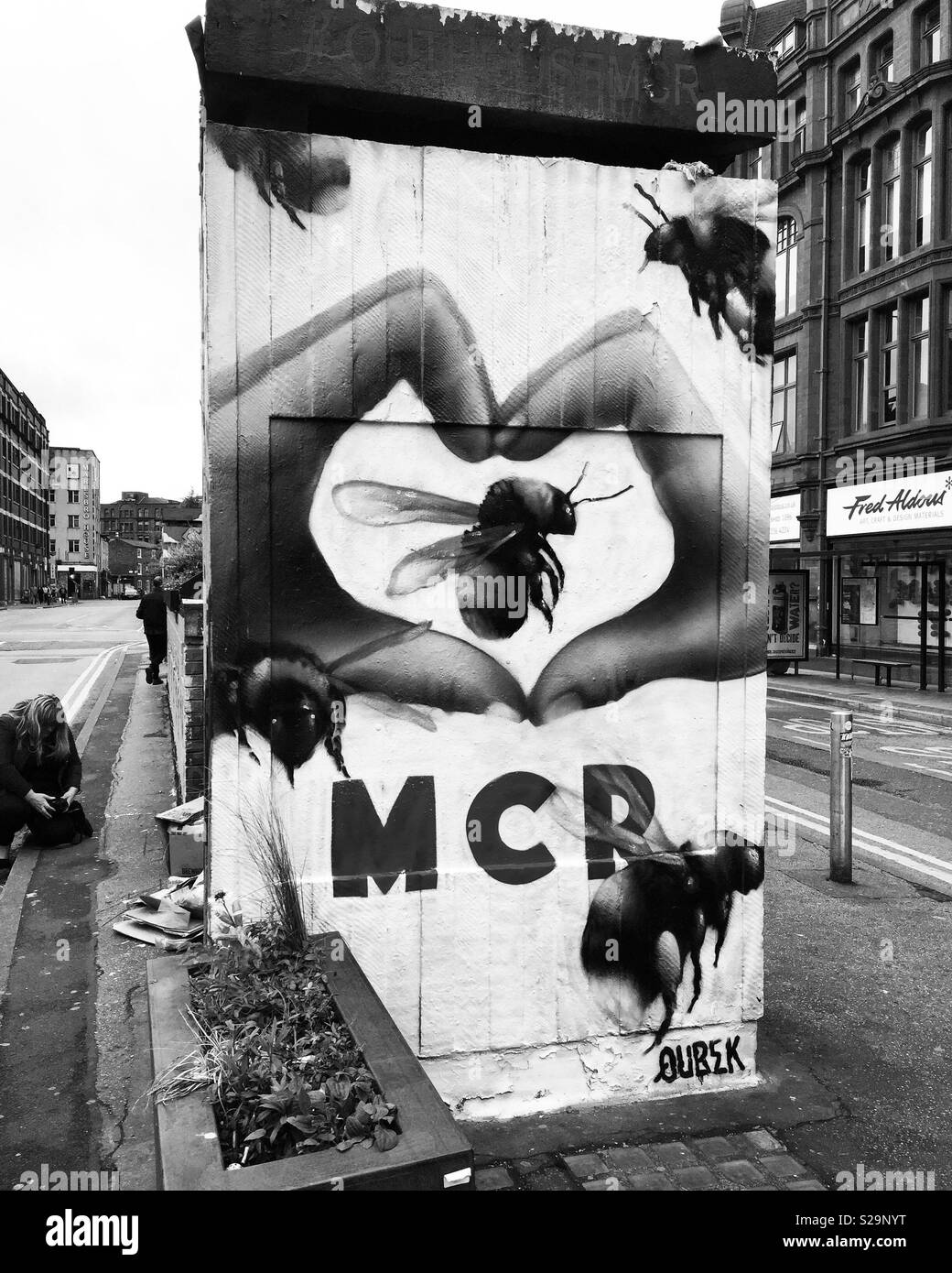 Manchester Bienen Frieden street art Stockfoto