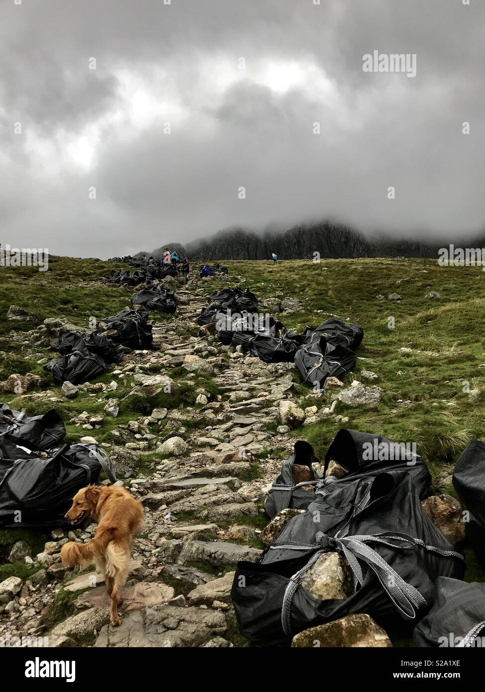 Der Aufstieg zum Scafell - Smartphone-aufgenommenes Stockfoto