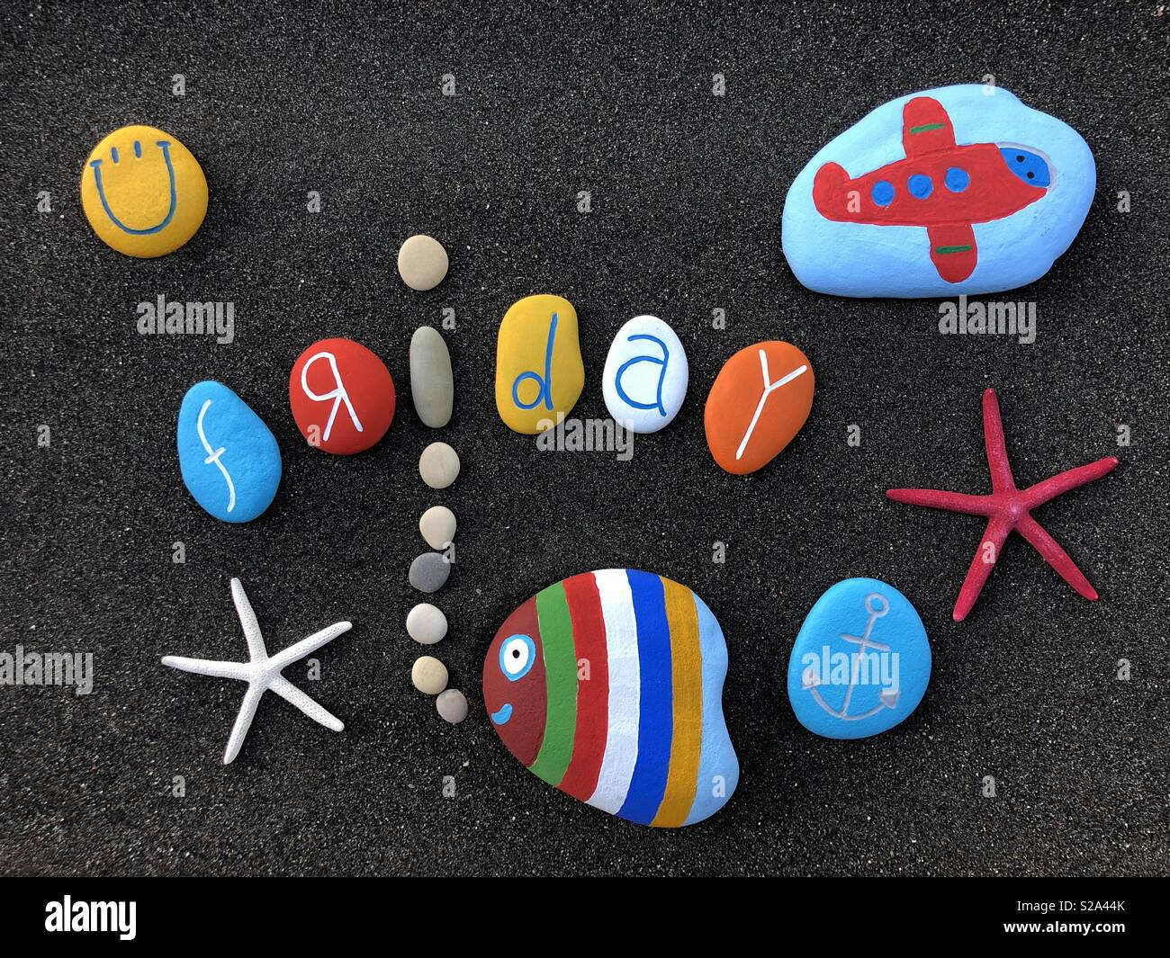 Freitag mit lustigen Steine design - Smartphone-aufgenommenes Stockfoto