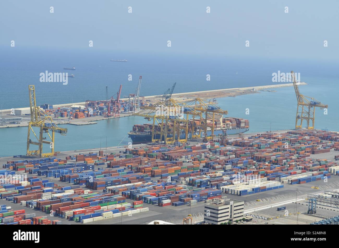 Hafen von Barcelona Birdseye View Stockfoto