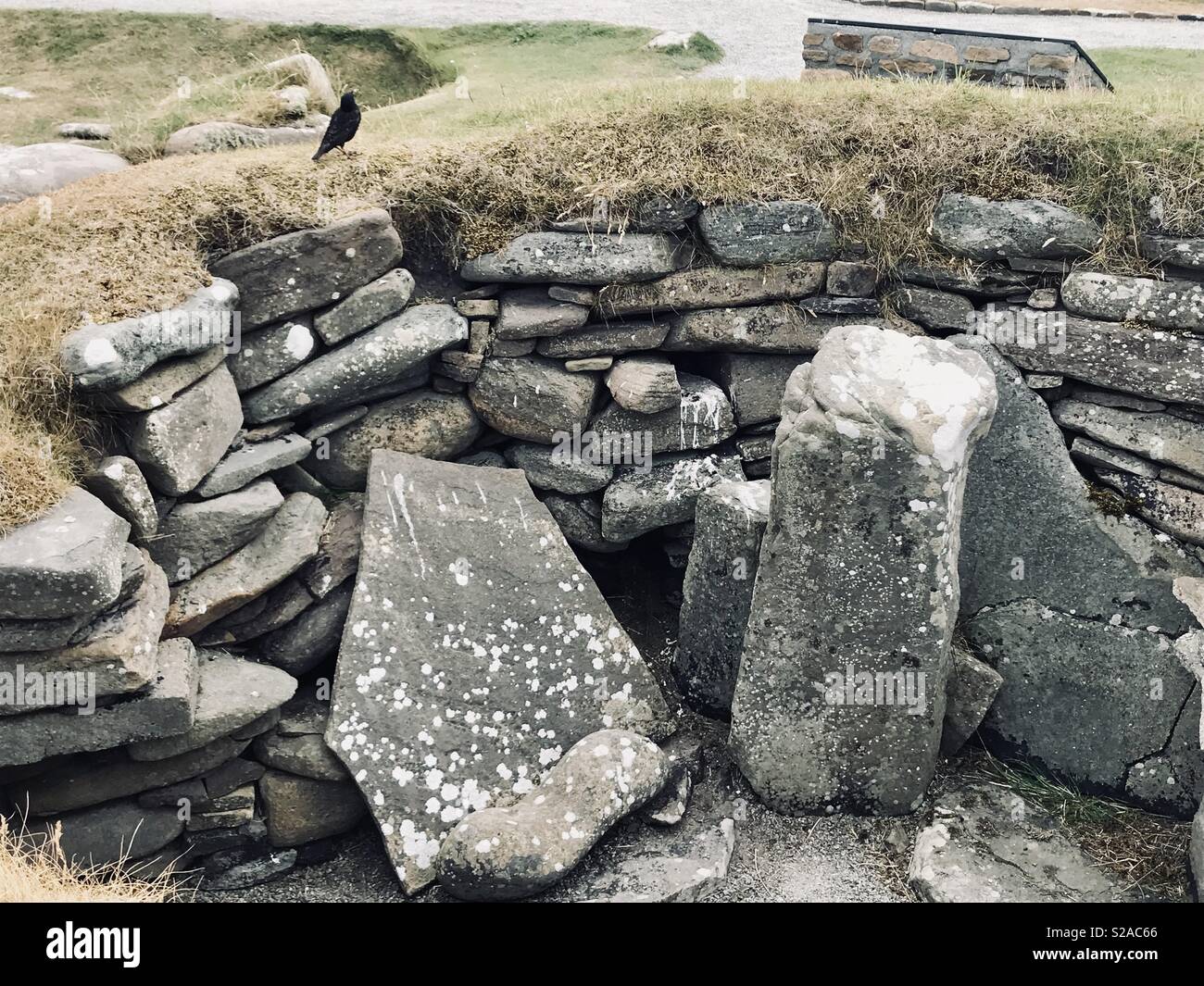 Jarlshof Ausgrabungsstätte, Shetland Inseln Stockfoto