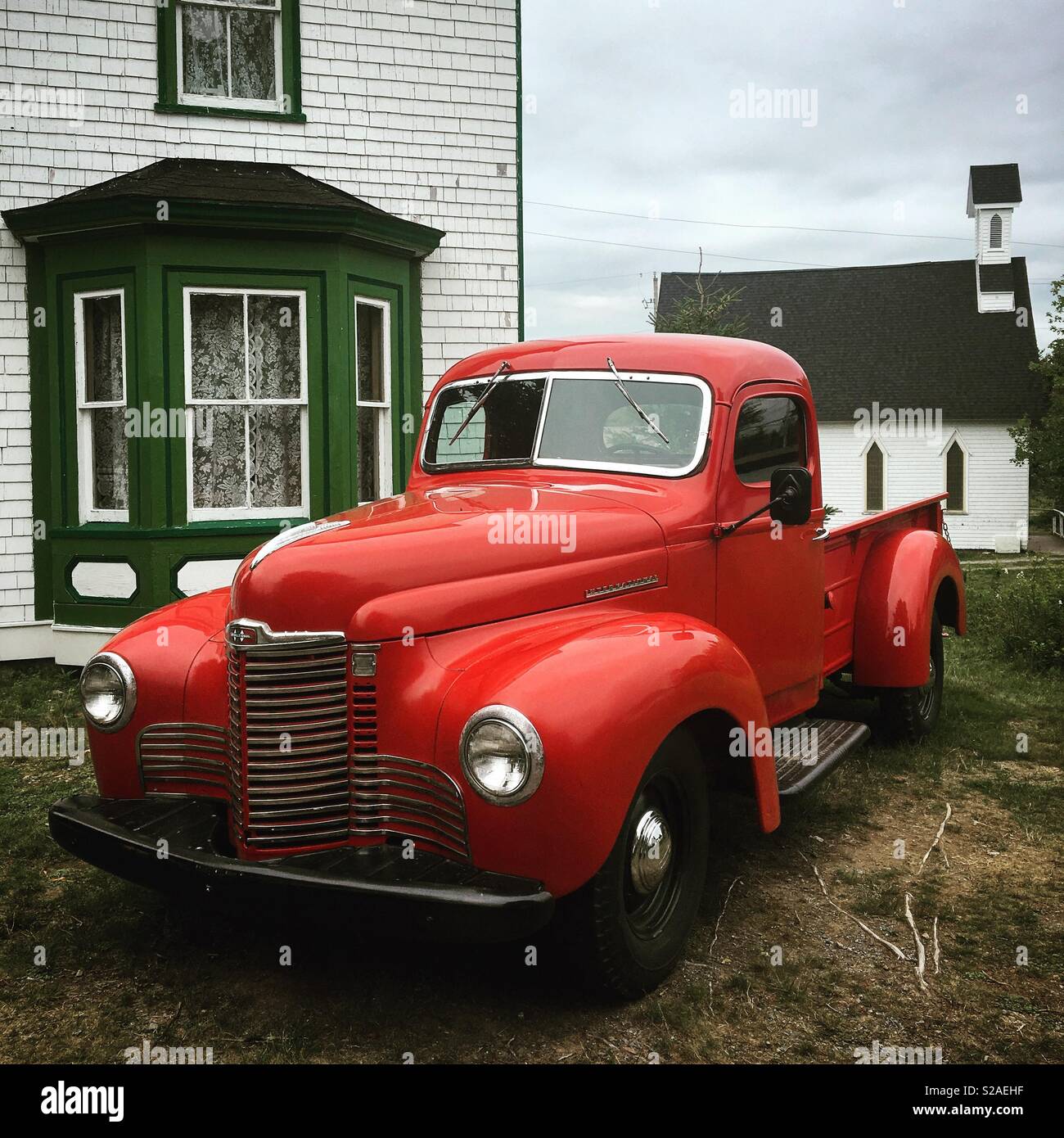 Vintage amerikanische Pick up truck in Kanada - Smartphone-aufgenommenes Stockfoto