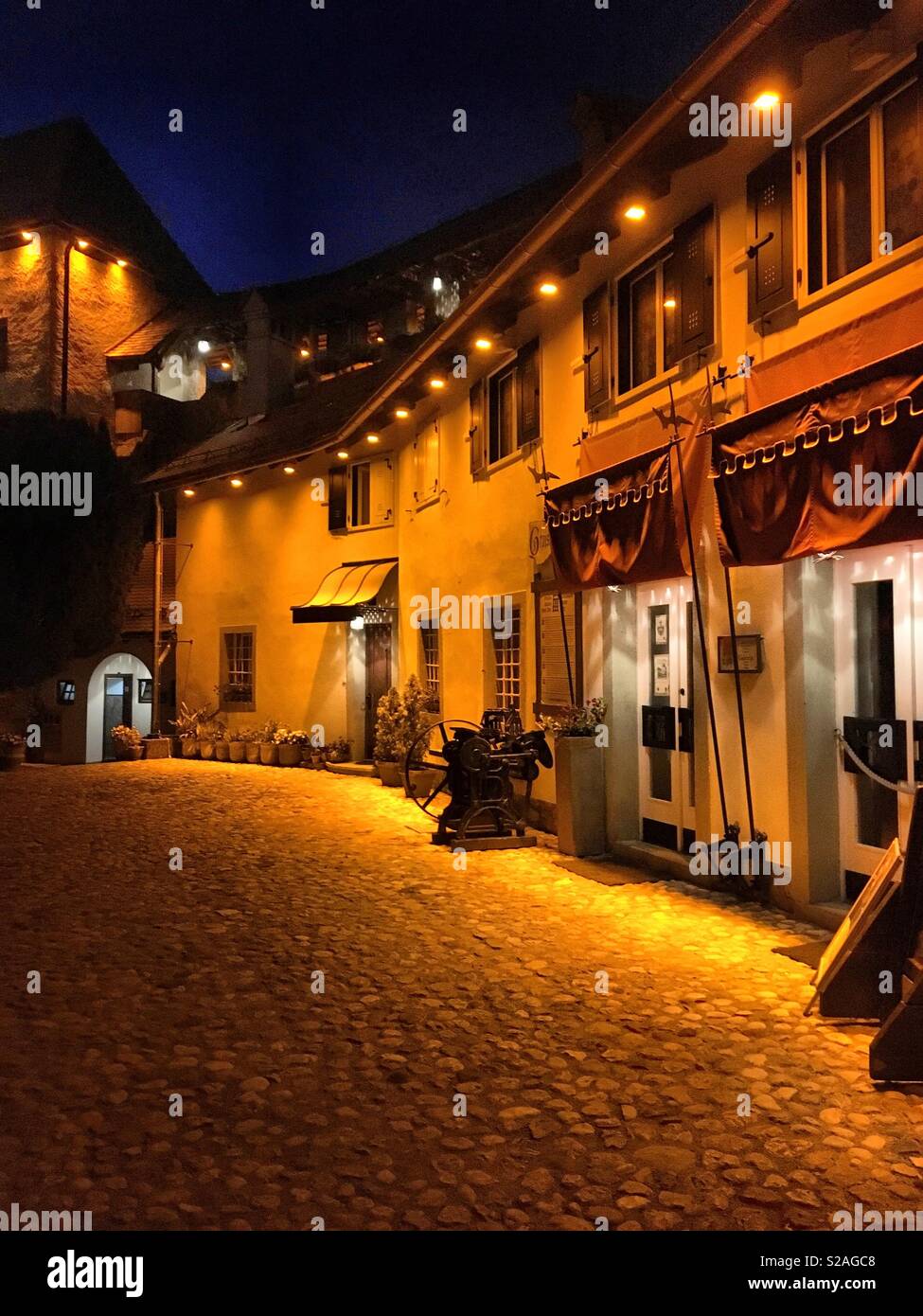 Burg Bled bei Nacht Stockfoto