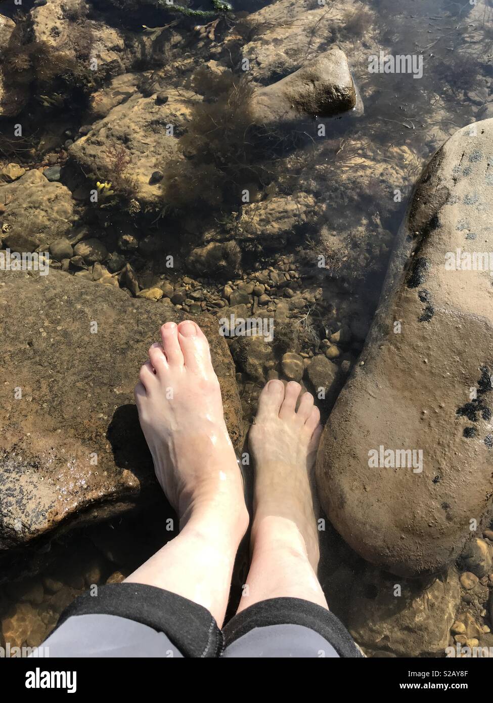 Füße in einem Rock Pool Stockfoto