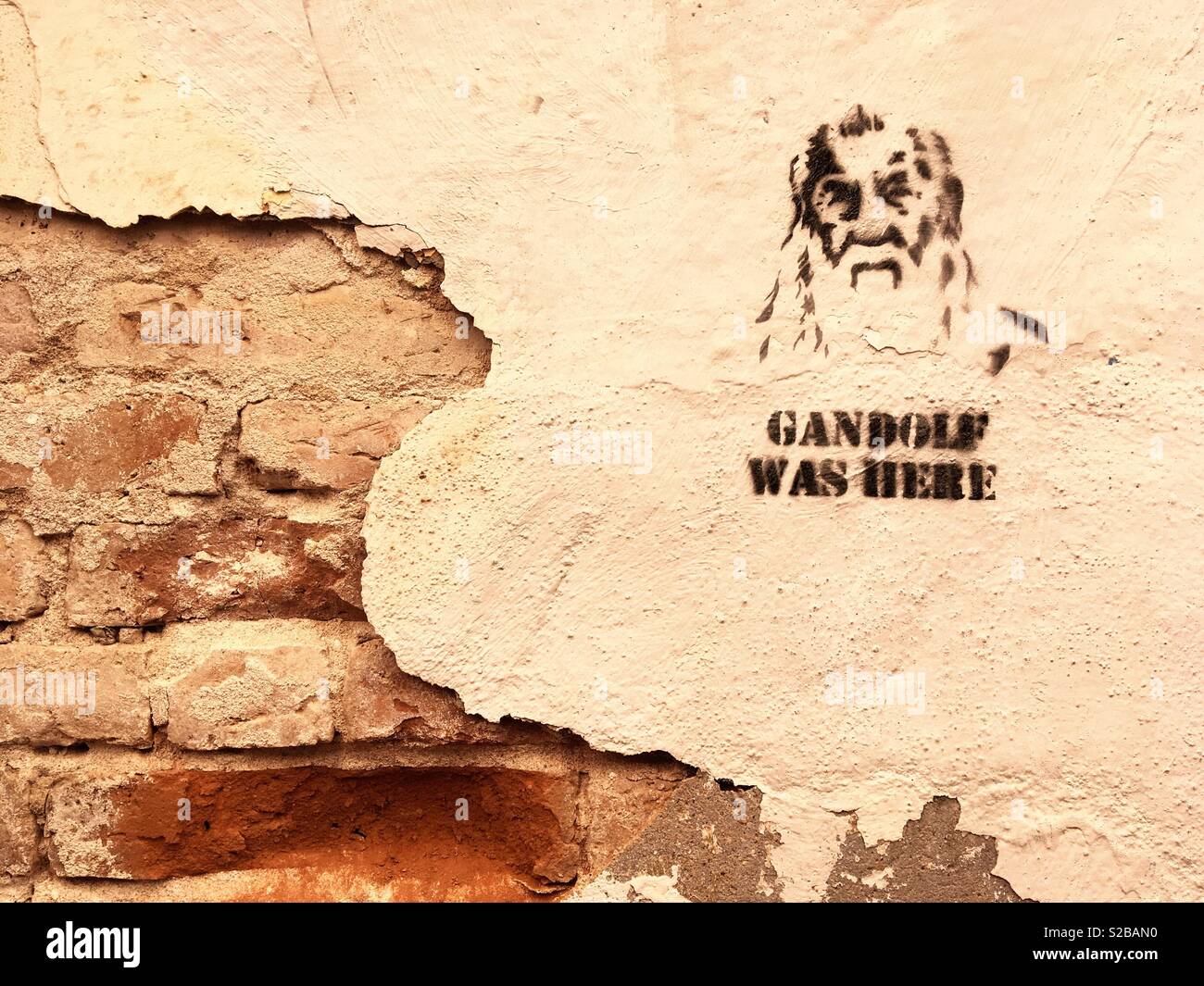 Gandalf war hier Graffiti in der spanischen Stadt Tarragona Schablone Stockfoto