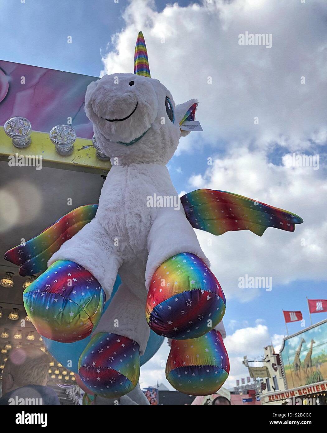Fliegende Einhorn. Stockfoto