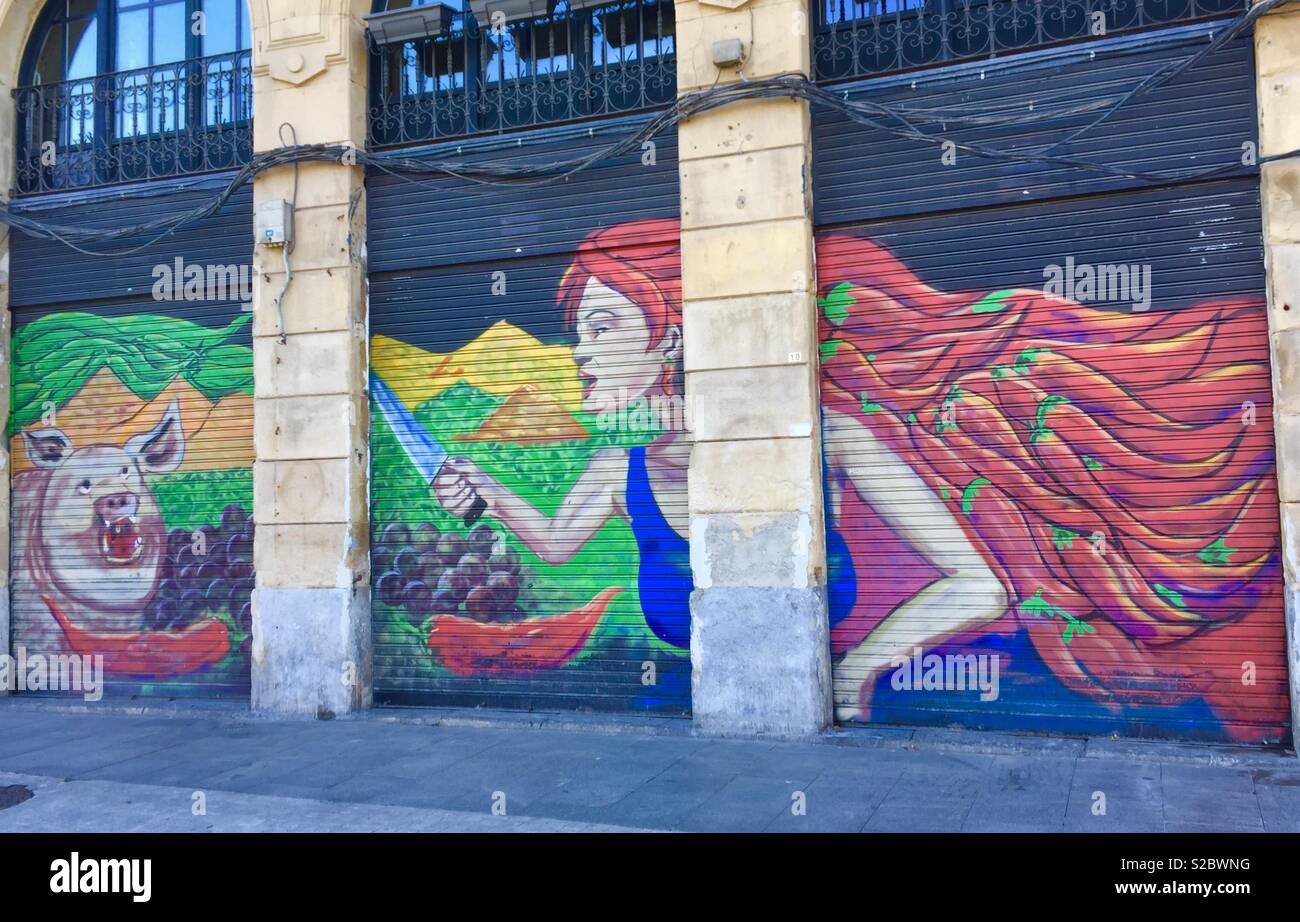 Bilbao street art - Smartphone-aufgenommenes Stockfoto