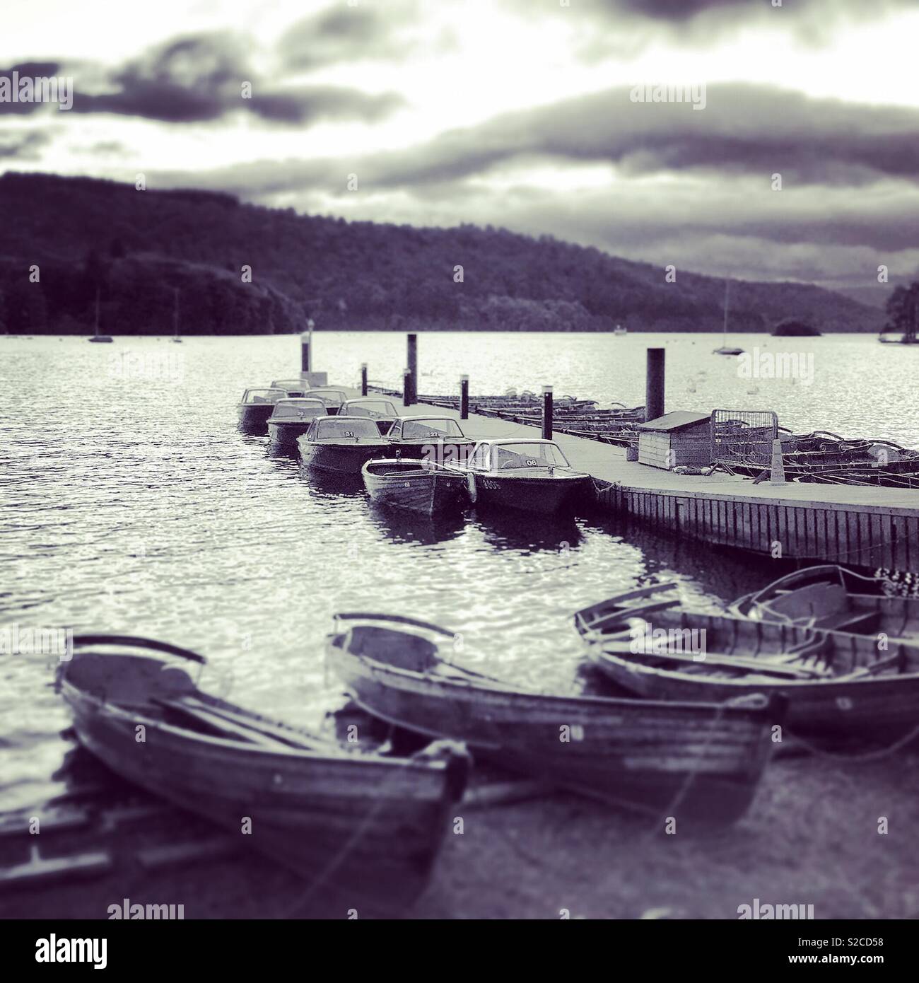 Boote am Lake Windermere Stockfoto