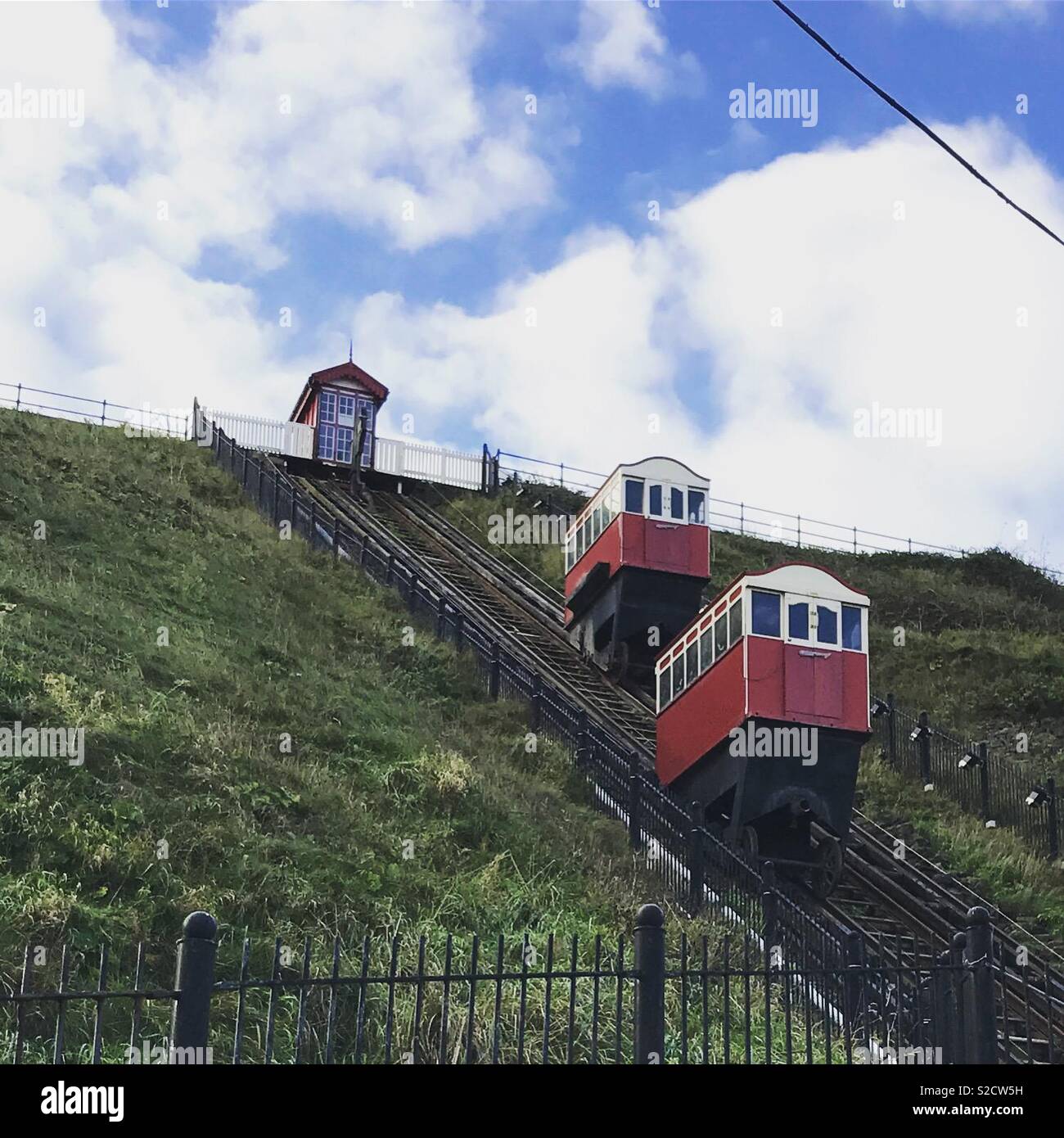 In Saltburn-by-Sea Cliff Lift Kabel Stockfoto