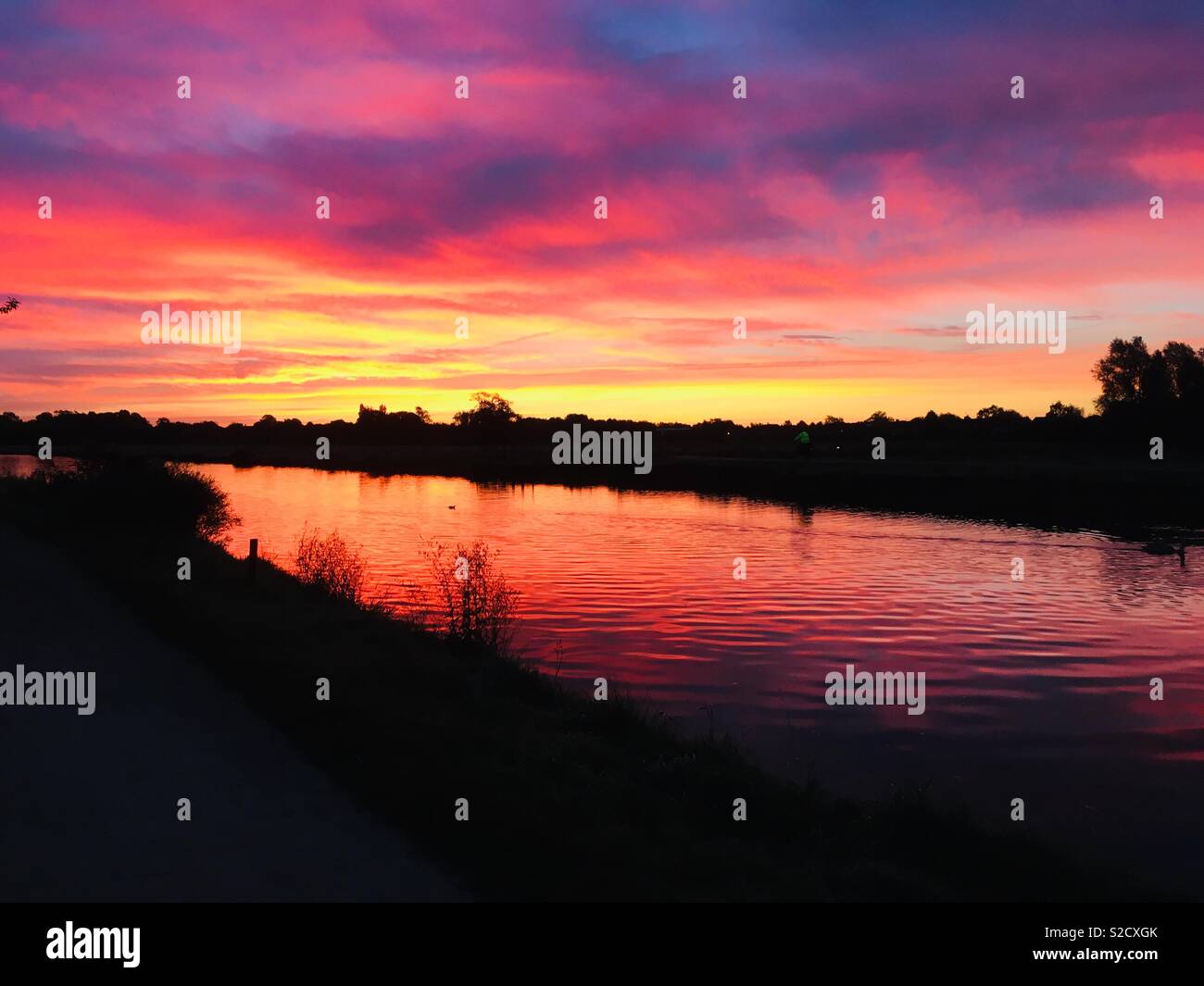 Schönen Sonnenaufgang auf dem Fluss Cam, Cambridge Stockfoto