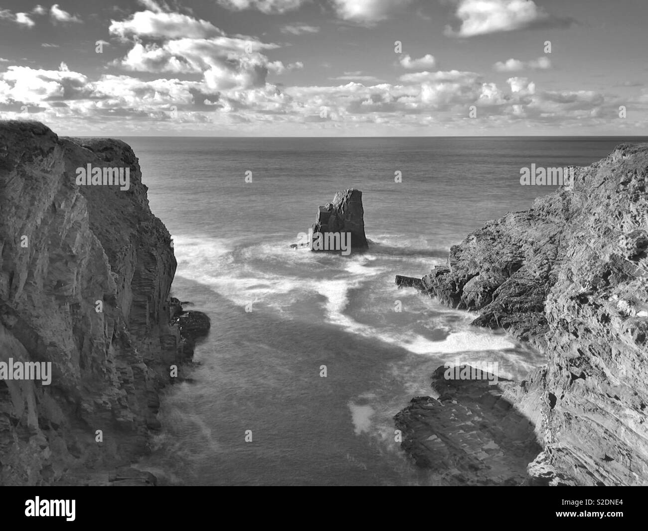 Wein Cove, in der Nähe von Treyarnon Bay, North Cornwall, November. Stockfoto