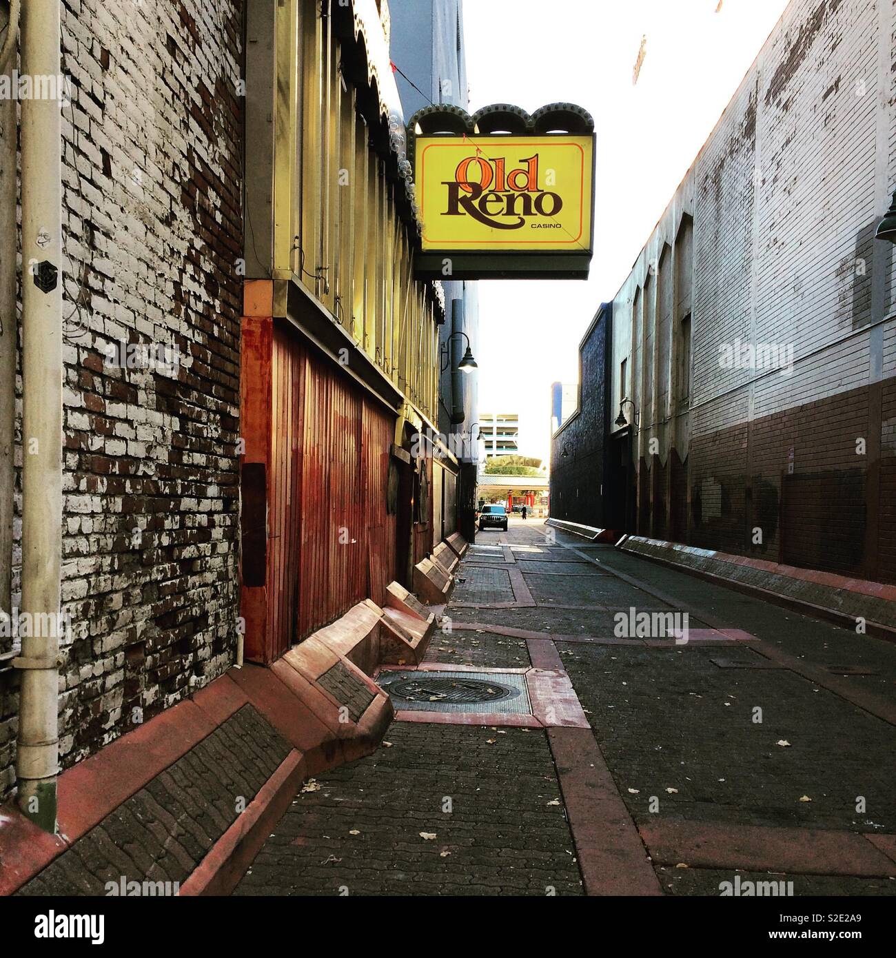 Eine Gasse in der Innenstadt von Reno, Nevada, United States Stockfoto