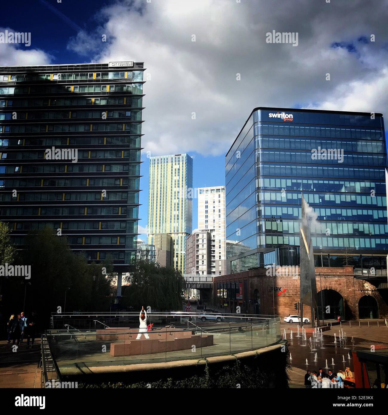 Dom Ansatz, Manchester, UK. Nur von Deansgate - Smartphone-aufgenommenes Stockfoto