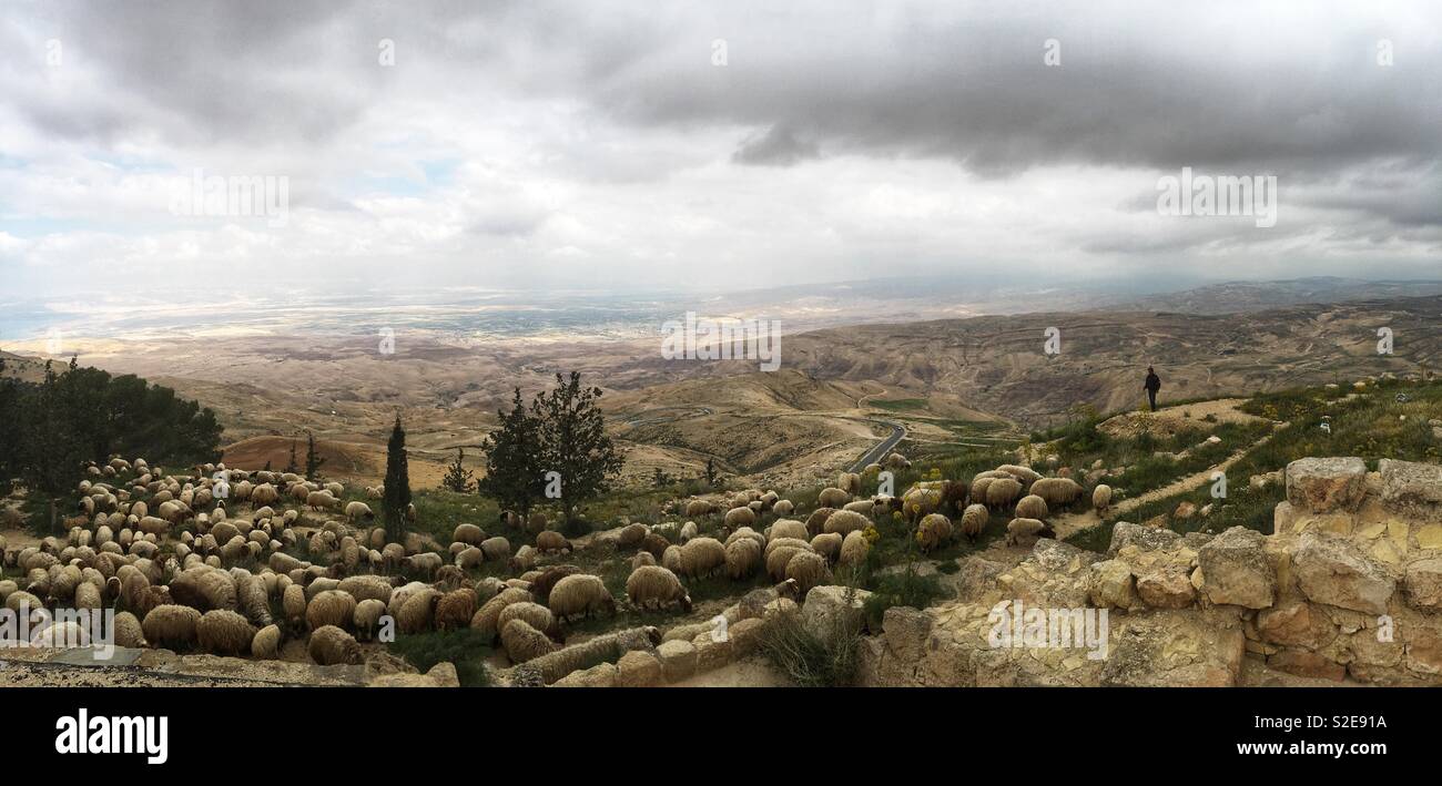 Blick auf das Gelobte Land vom Berg Nebo Stockfoto