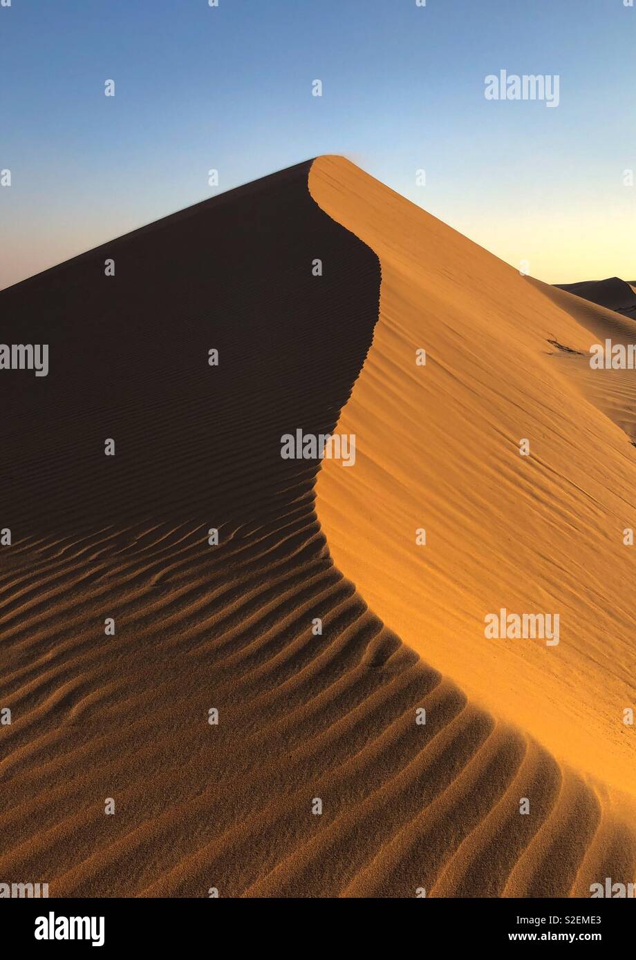 Licht und Schatten; Dünen bei Al Sharqiya (Wahiba Sands, Oman) Stockfoto