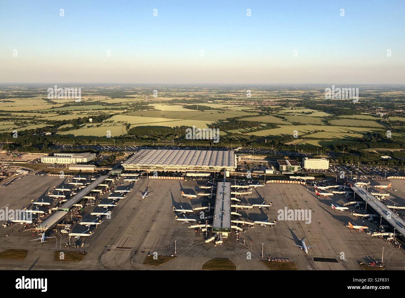 Luftaufnahme der Flughafen Stansted. Stockfoto