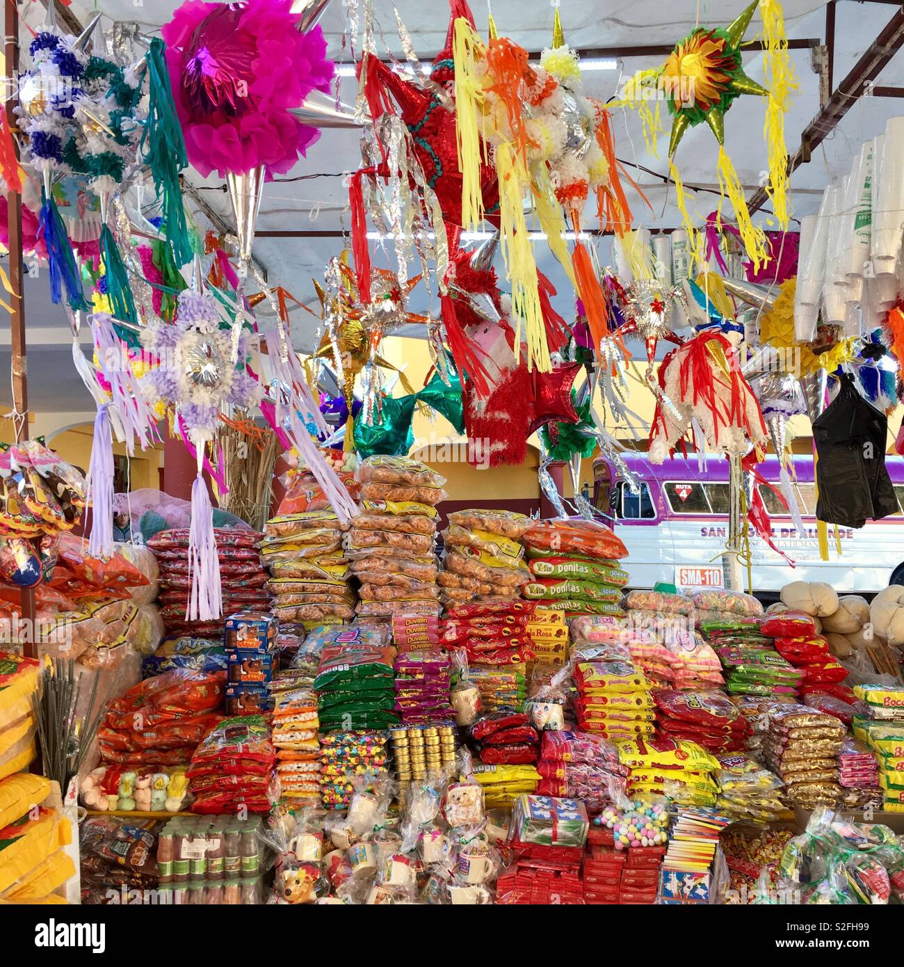 Mexikanischer Markt, San Miguel de Allende, Mexiko - Smartphone-aufgenommenes Stockfoto