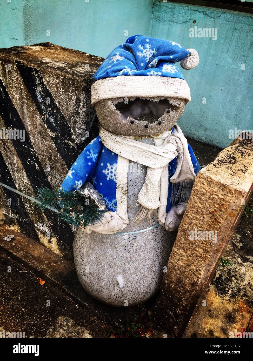 Eine Weihnachtsdekoration in Kam Tin, New Territories, Hong Kong - Smartphone-aufgenommenes Stockfoto