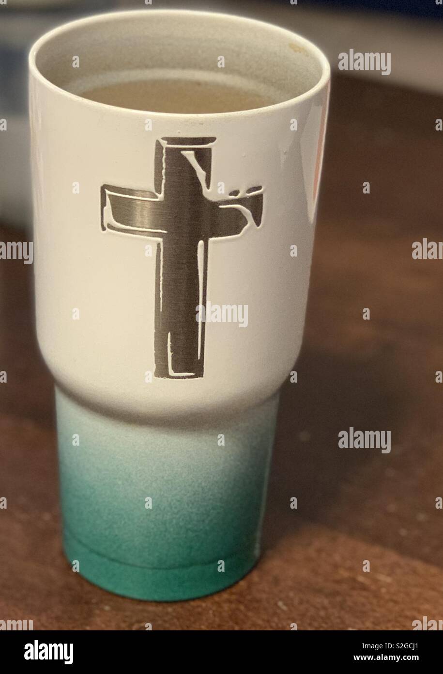 Heißer Kaffee in einer Jesus cup inspiriert Stockfoto