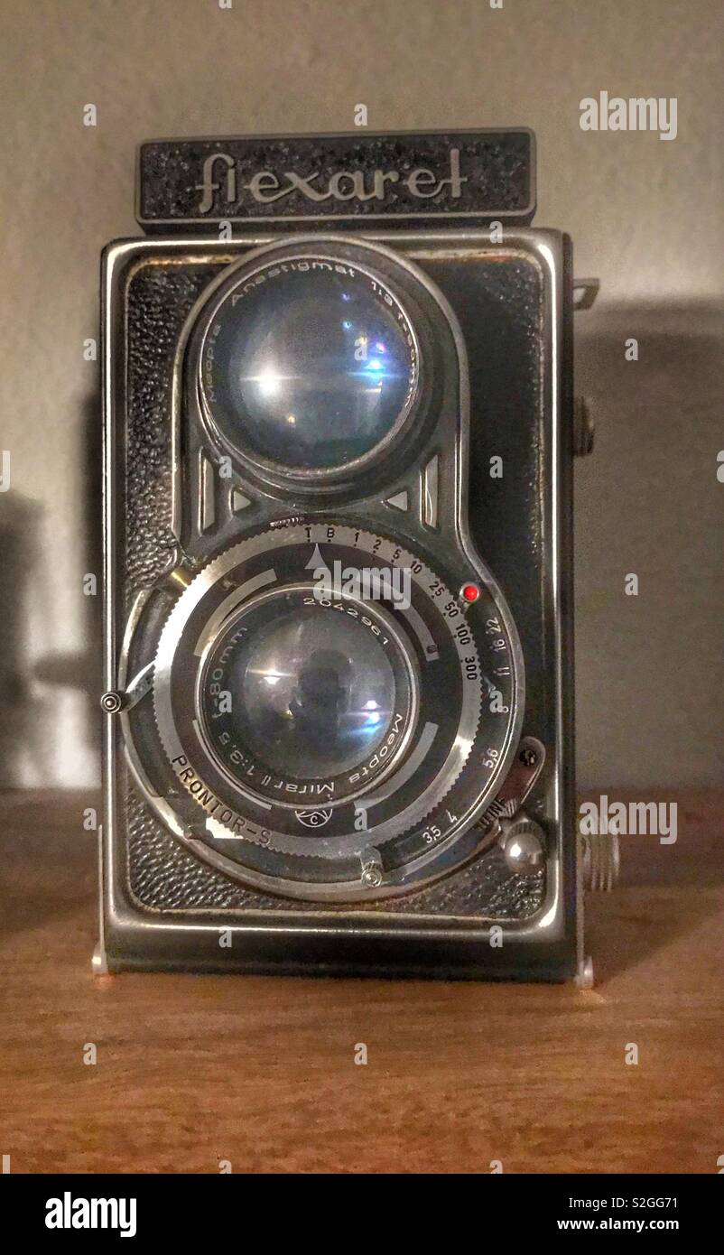 Flexaret Kamera, Objektiv Stockfoto