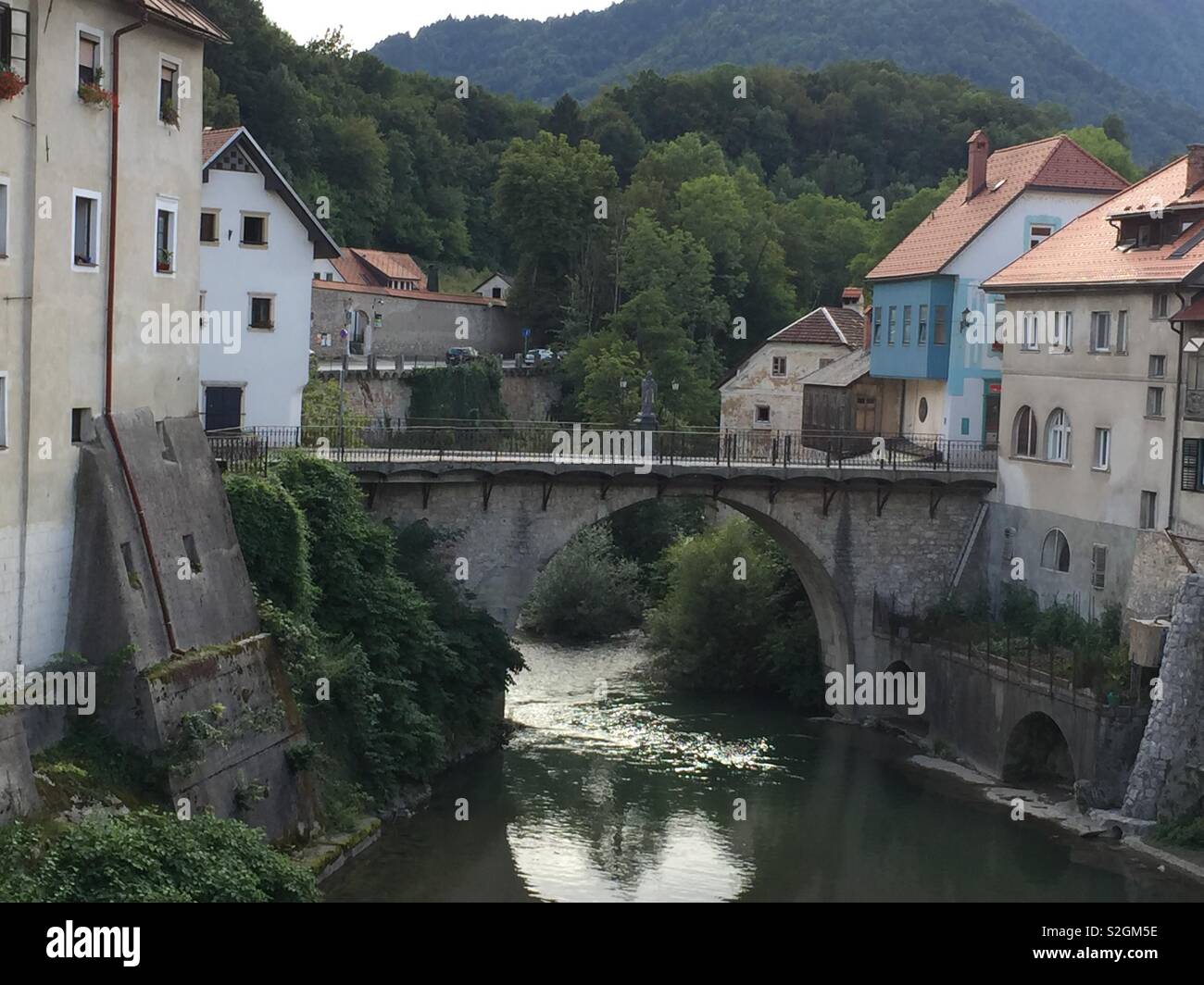 Brücke in Skofja Loka, Slowenien Stockfoto