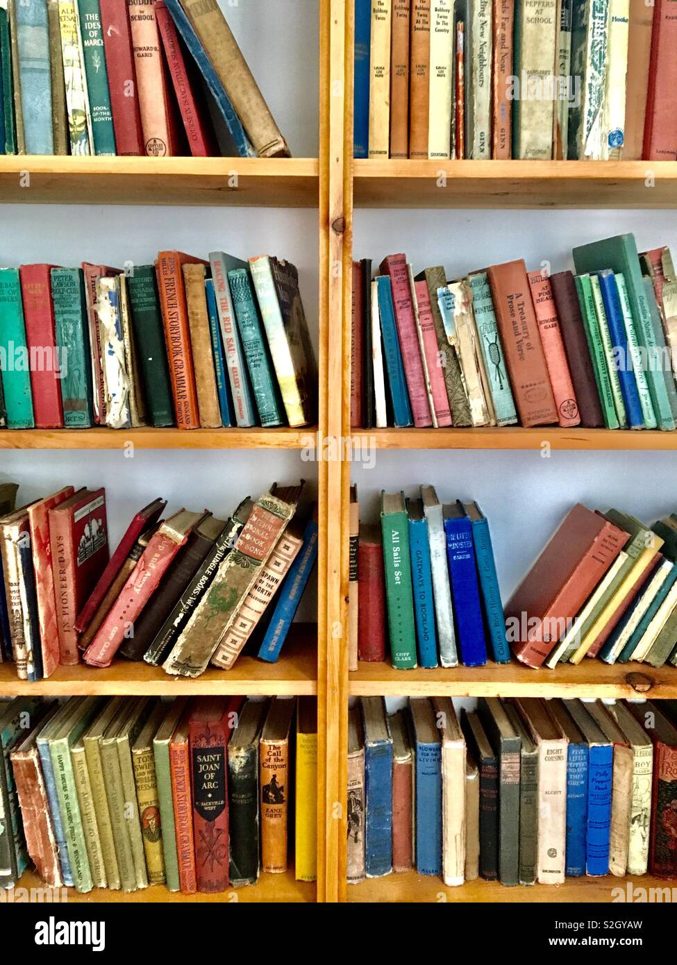 Alte Bücher im Bücherregal Stockfoto