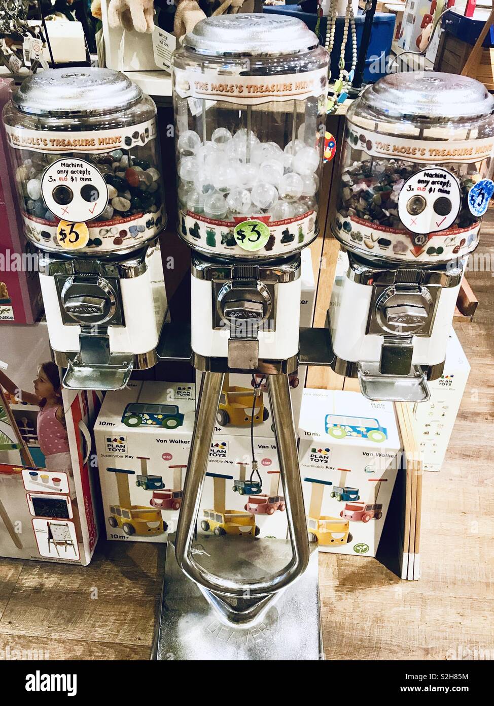 Gumball Getränkeautomaten Spender in einem Spielzeugladen Stockfoto