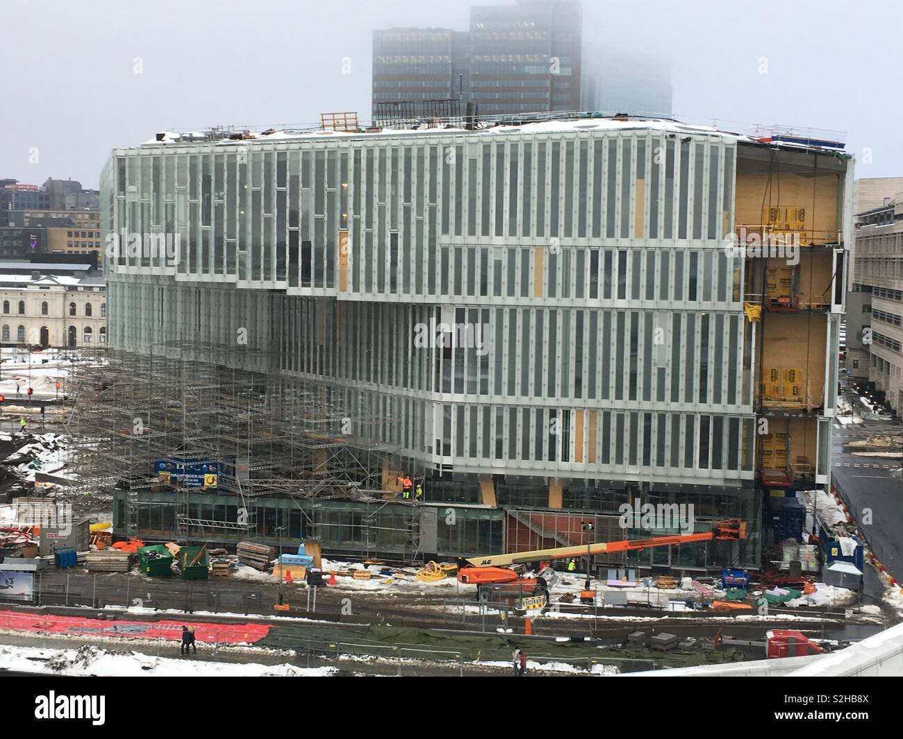 Neue Bibliothek Deichman im Bau in Bjørvika Bereich von Oslo, Norwegen (Februar 2019) Stockfoto