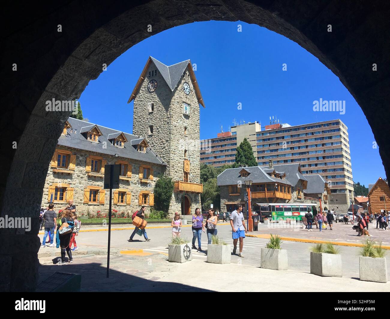 Town Square in San Carlos de Bariloche, Patagonia, Argentinien Stockfoto