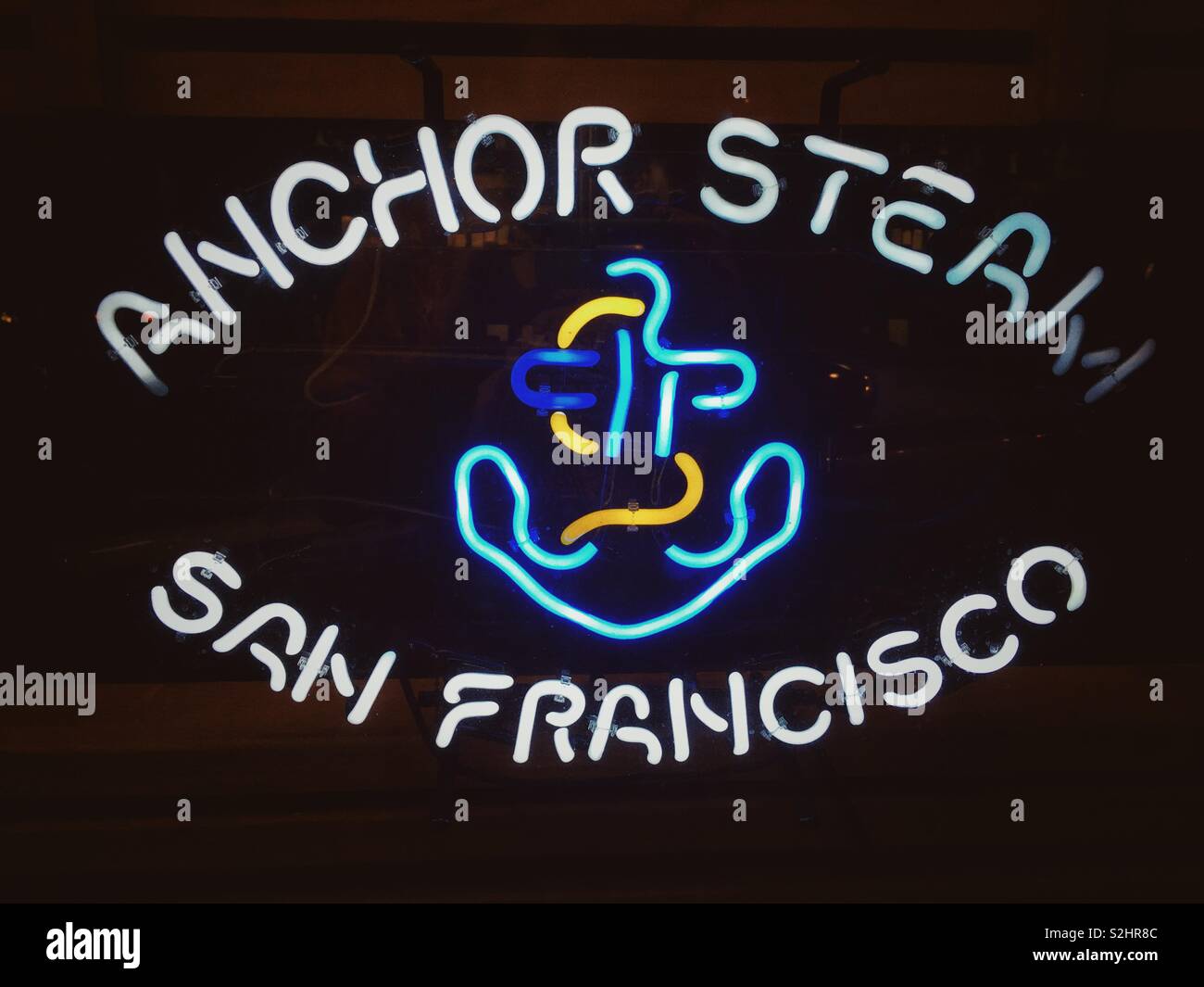 Anchor Steam Leuchtreklame Stockfoto