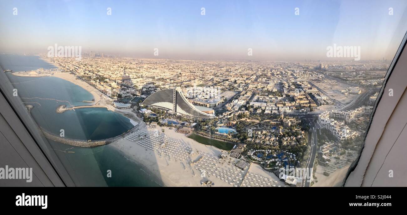 Blick vom Burj Al Arab. Dubai - Smartphone-aufgenommenes Stockfoto