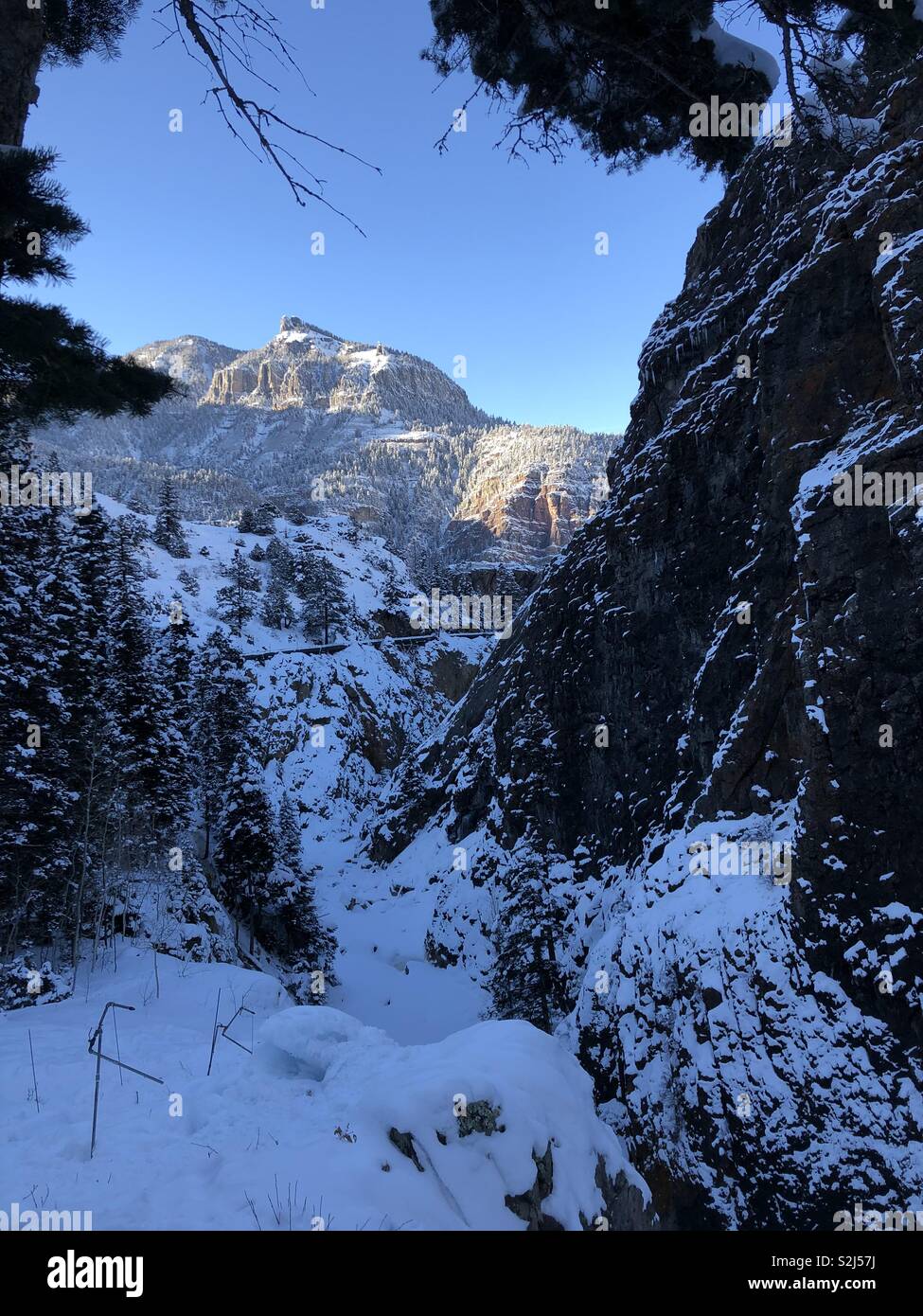 Ouray Gebirge Blick vom Ouray Ice Park Stockfoto