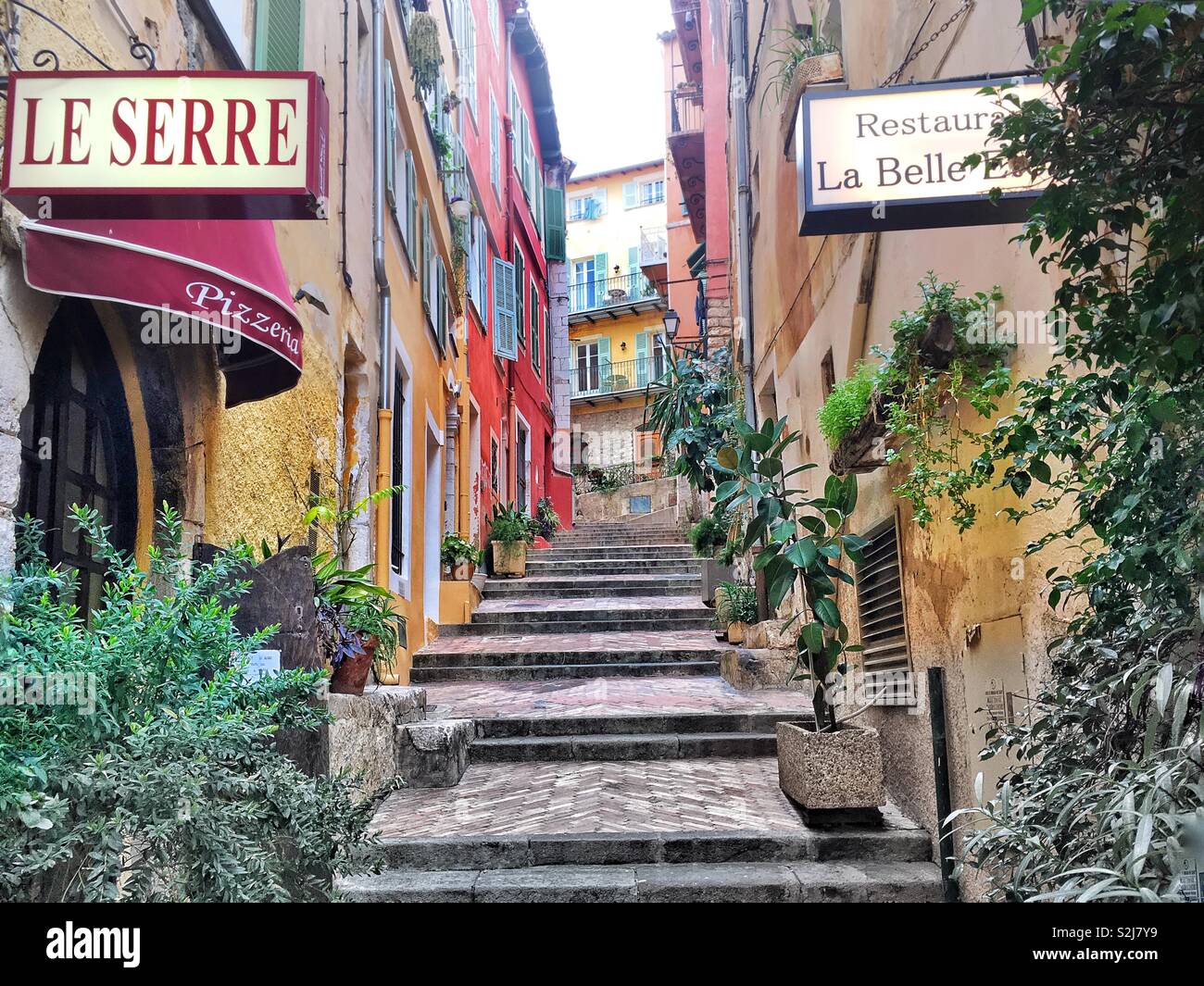 Die Altstadt in Villefranche-sur-Mer an der Côte d'Azur, Frankreich Stockfoto