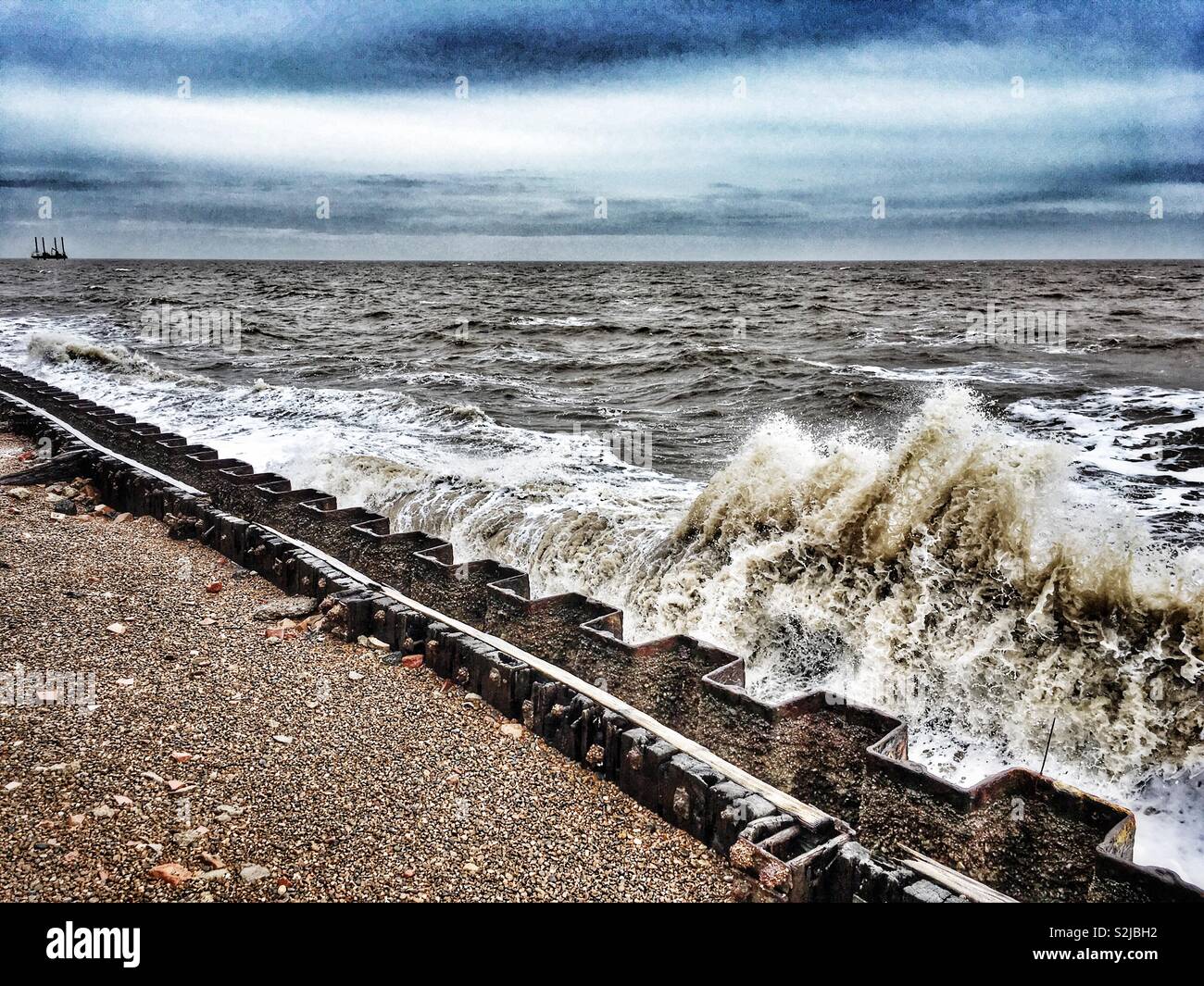 Nordseeküste, Bawdsey Fähre, Suffolk, UK. - Smartphone-aufgenommenes Stockfoto