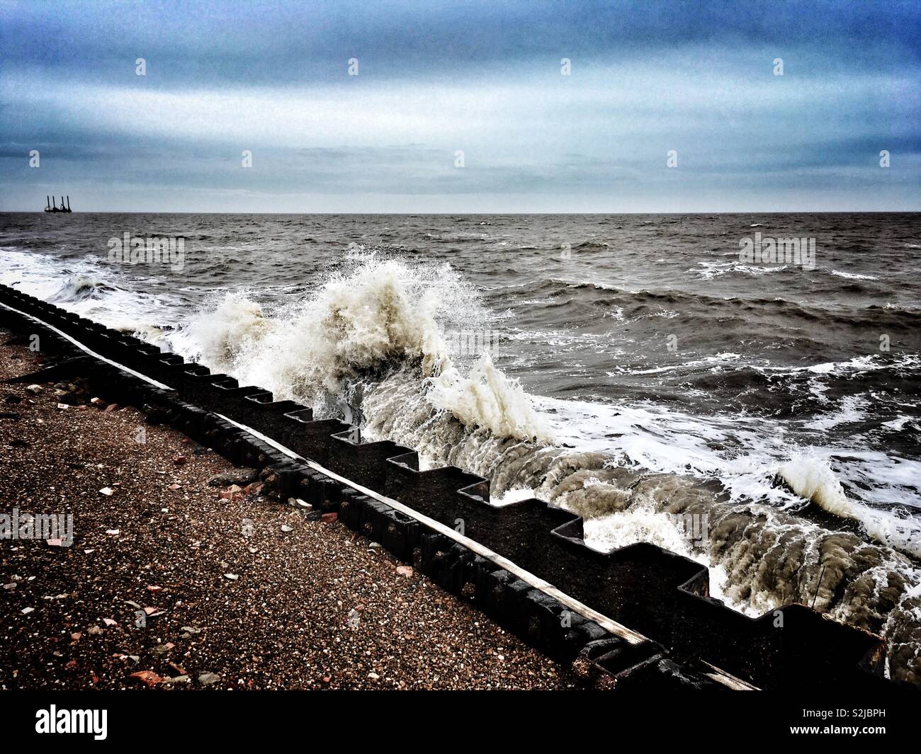 Raue See Bawdsey Fähre Suffolk England - Smartphone-aufgenommenes Stockfoto