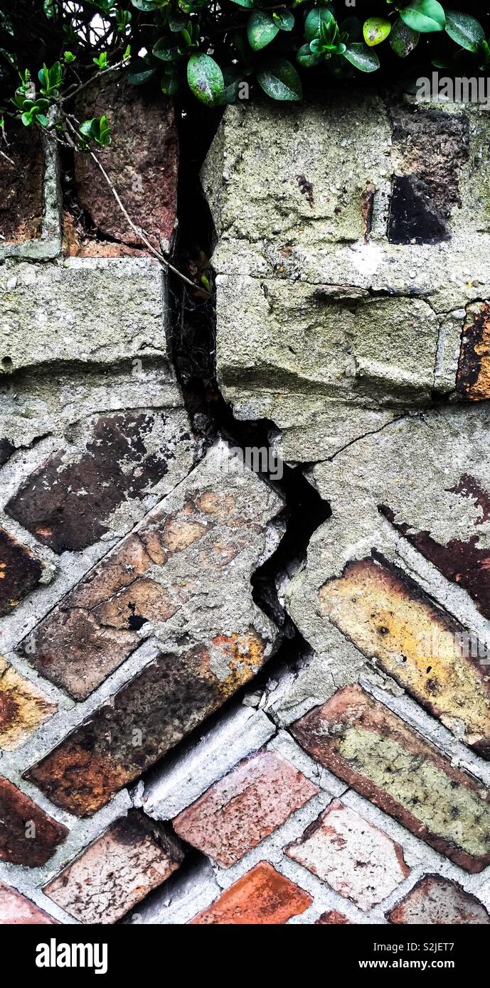 Riss in einer Mauer - Smartphone-aufgenommenes Stockfoto