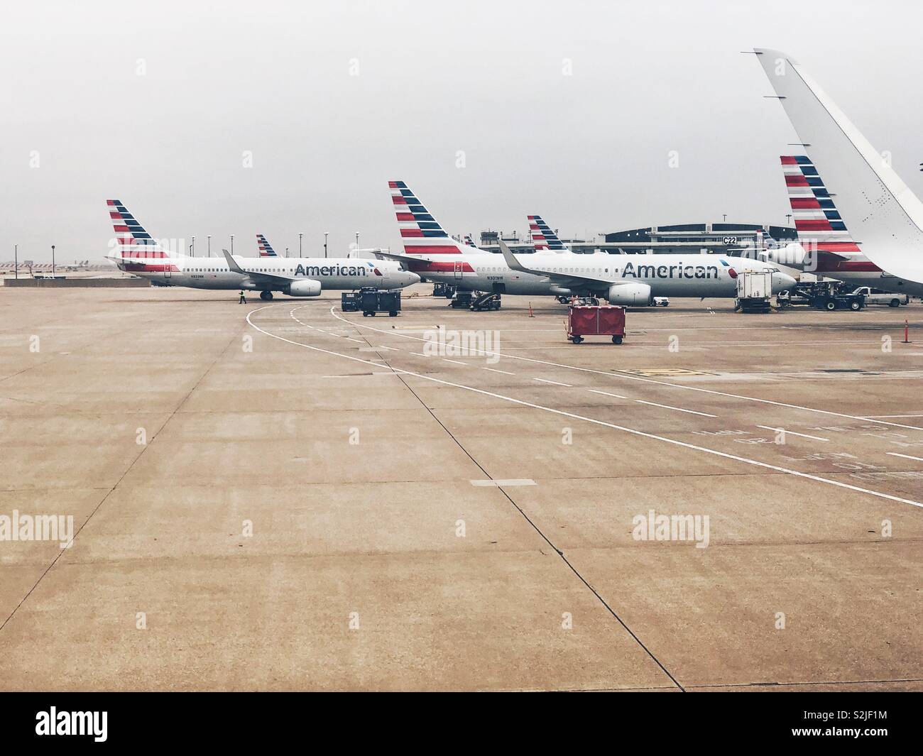 Amerikanische Flugverkehrsknotenpunkt in Dallas Fort Worth Airport Stockfoto