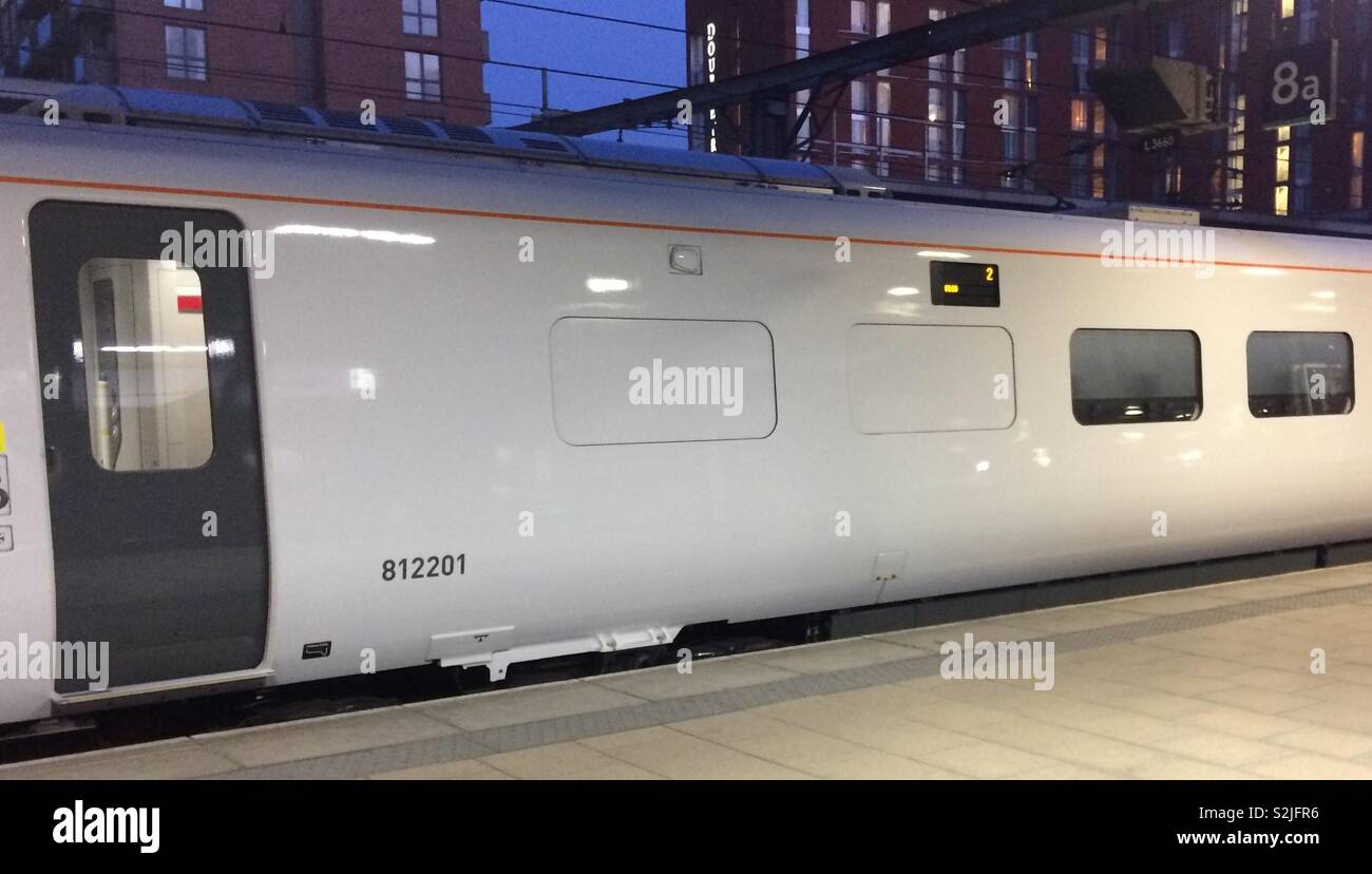 Azuma Waggon in Leeds ohne Lackierung. Stockfoto