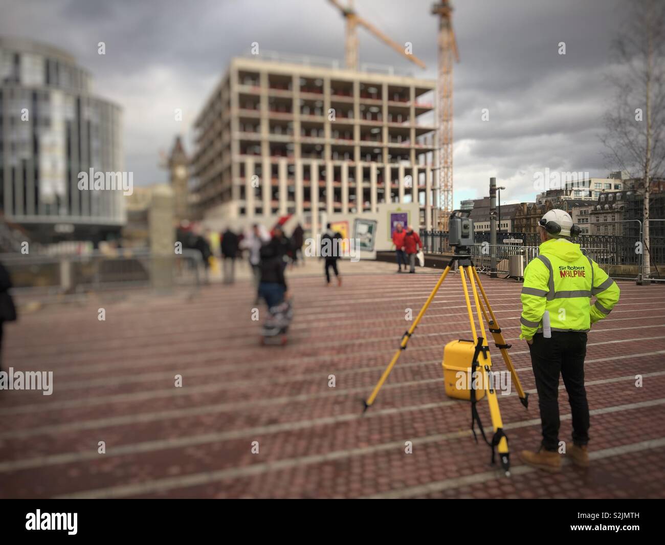 Vermessung für den Bau in Birmingham Großbritannien Stockfoto