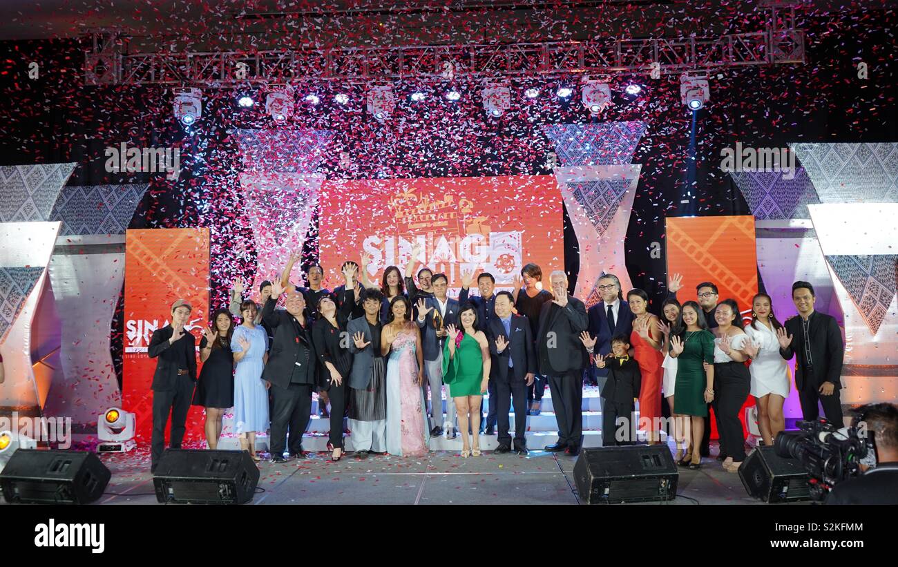 Gewinner, Organisatoren und Juroren des 5 Sinag Maynila Film Festival findet im Conrad Hotel, Pasay City. Stockfoto