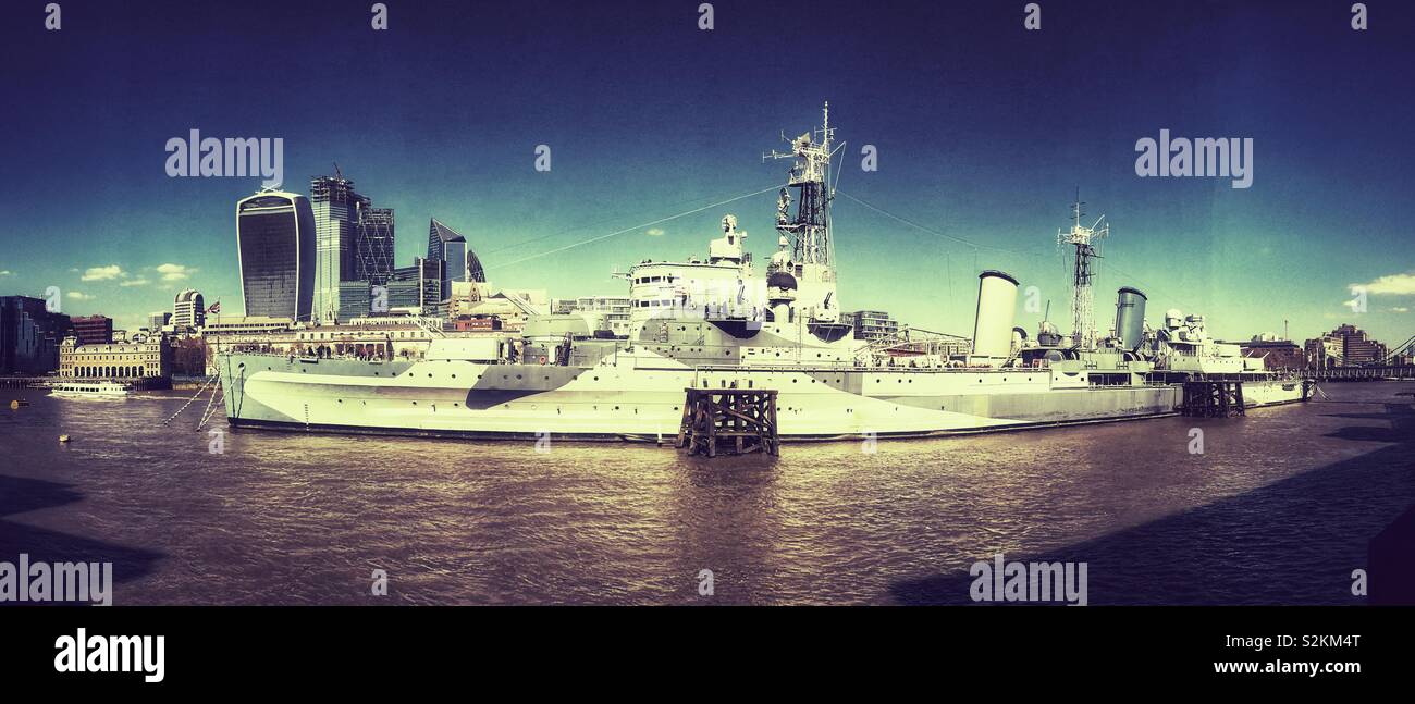 H.M.S Belfast, London, England, Vereinigtes Königreich. Stockfoto