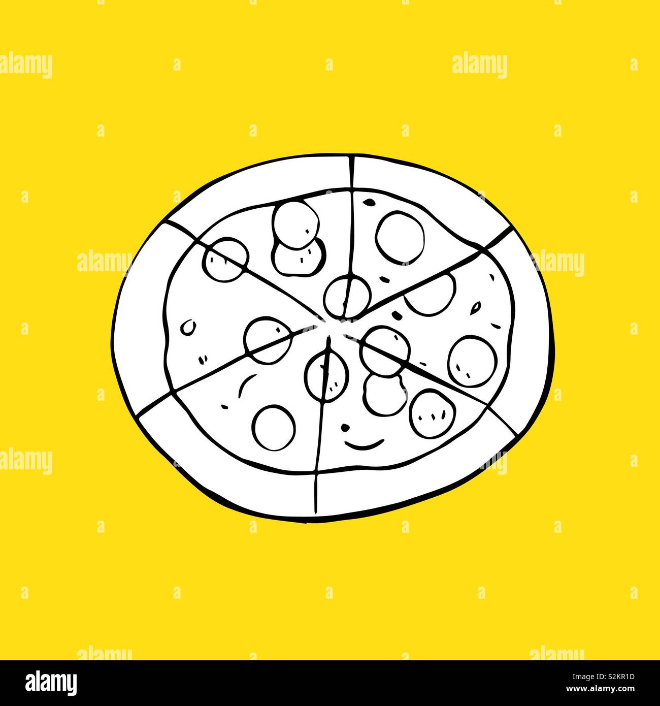 Pizza Hand gezeichnet Abbildung Stockfoto