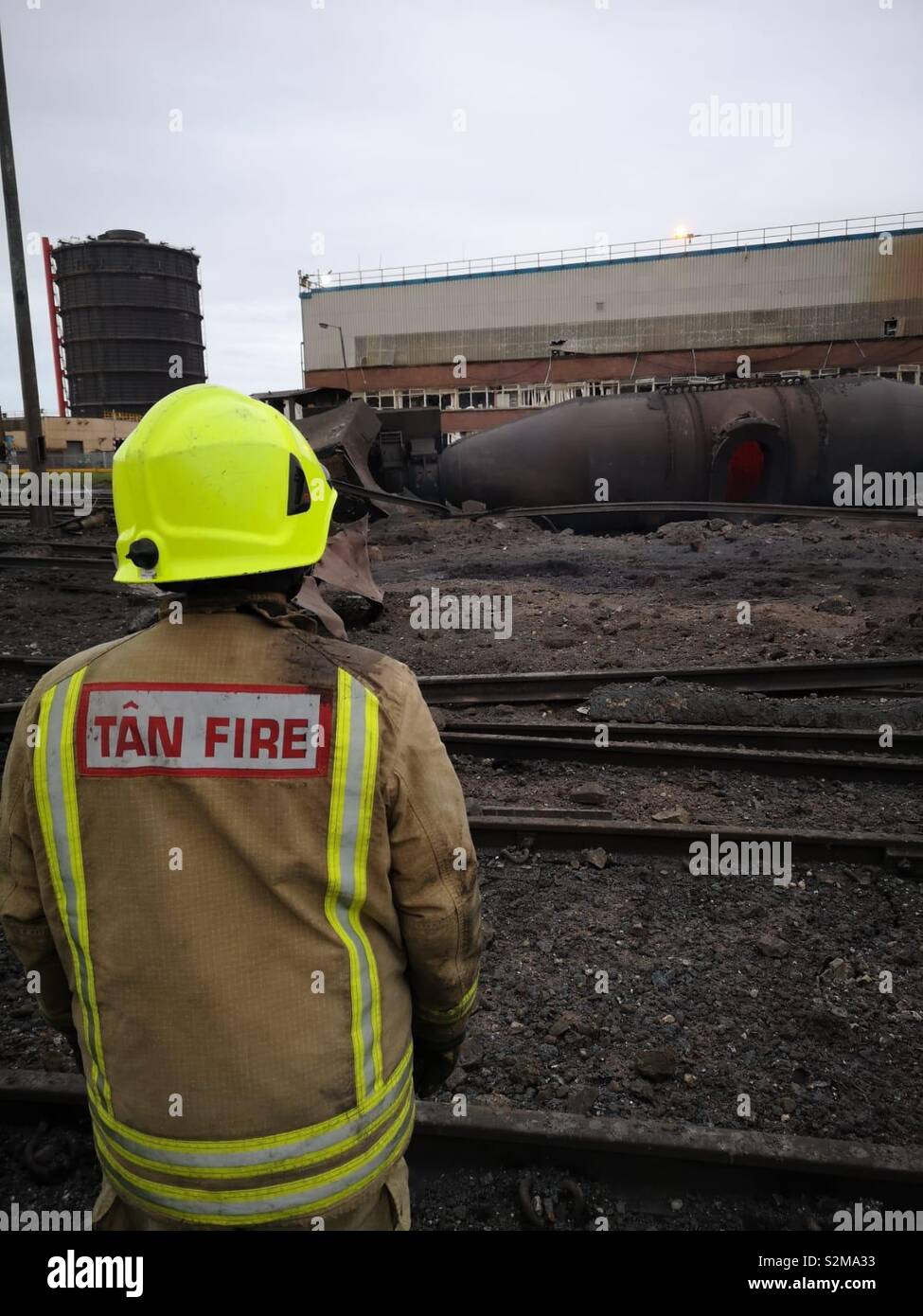Nach Port Talbot steel works Explosion Tata Steel Stockfoto